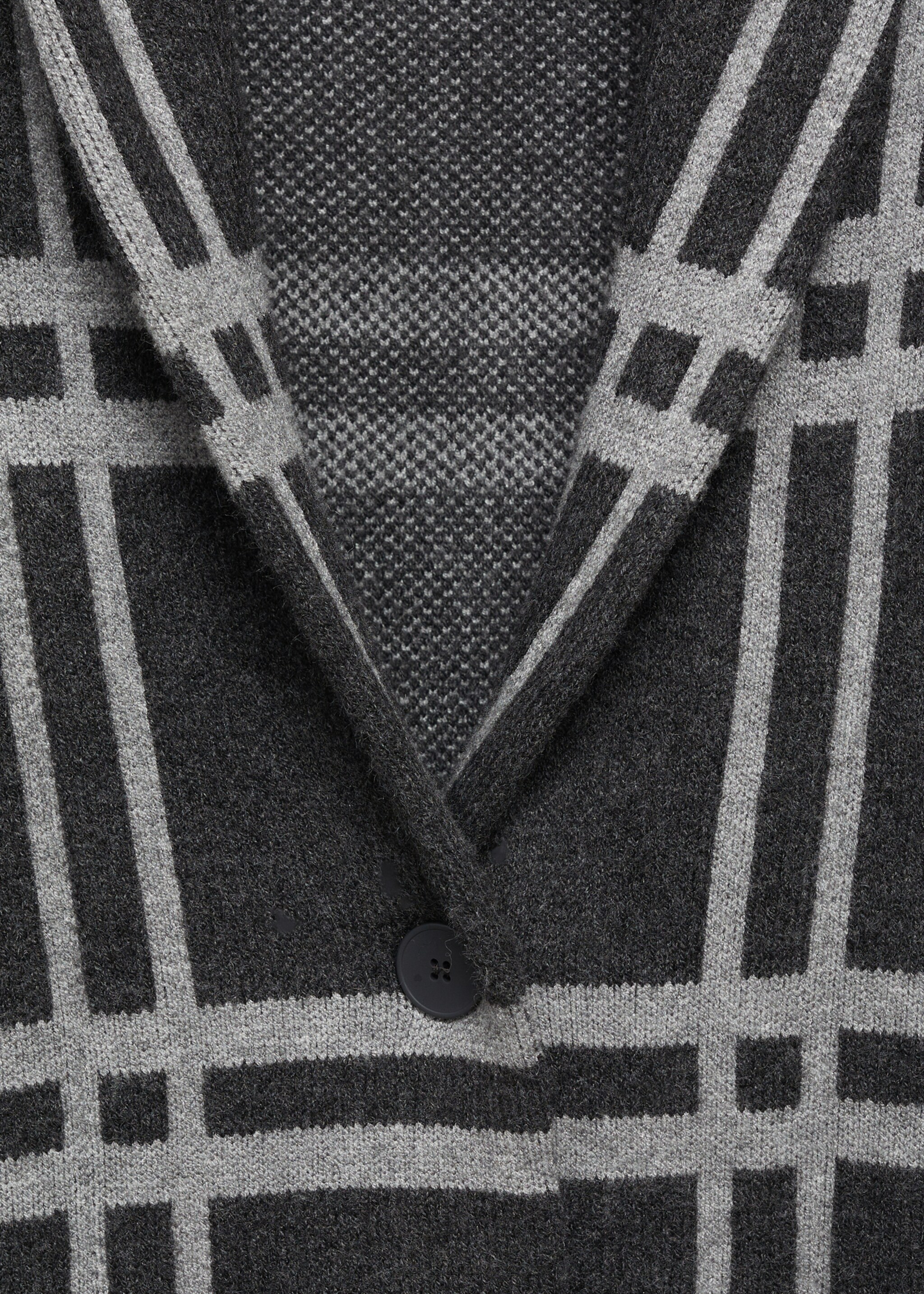 Manteau maille carreaux - Détail de l'article 8, Gris anthracite. Ref: 77078276-00.