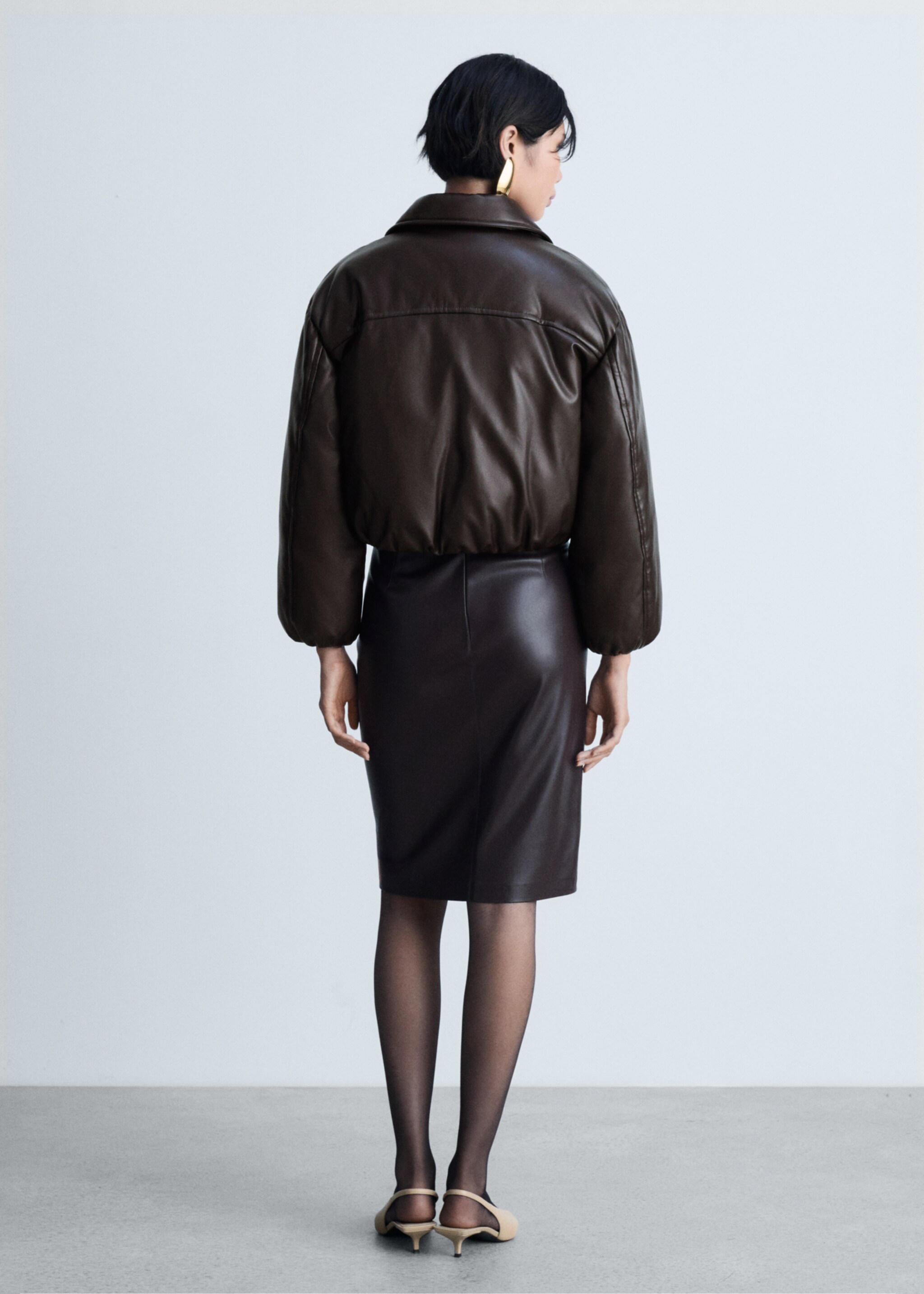 Quilted bomber jacket - Reverse of the article, Brown. Ref: 77078278-00.