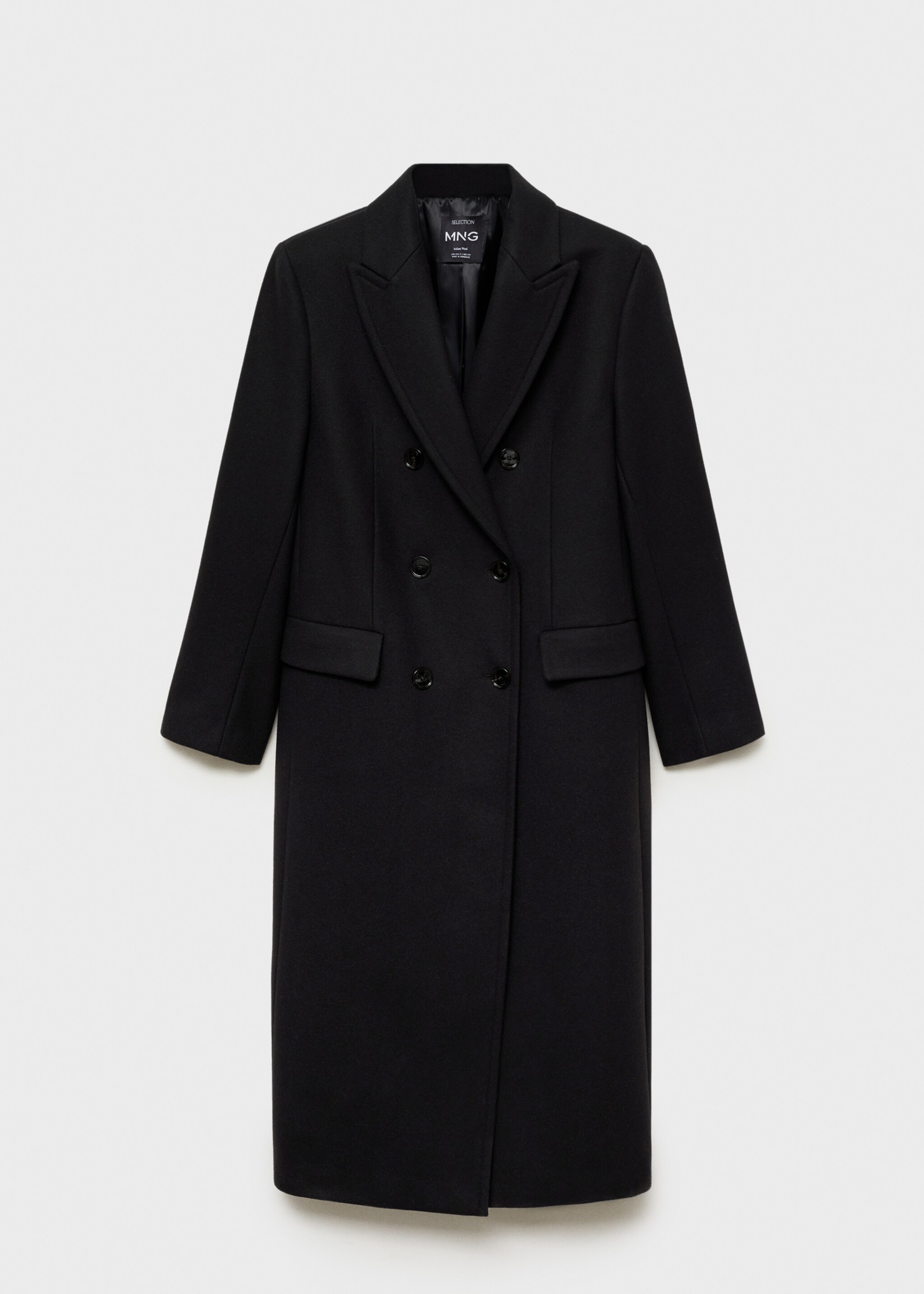 Manteau en laine à double boutonnage - Article sans modèle, Noir. Ref: 77078285-00.