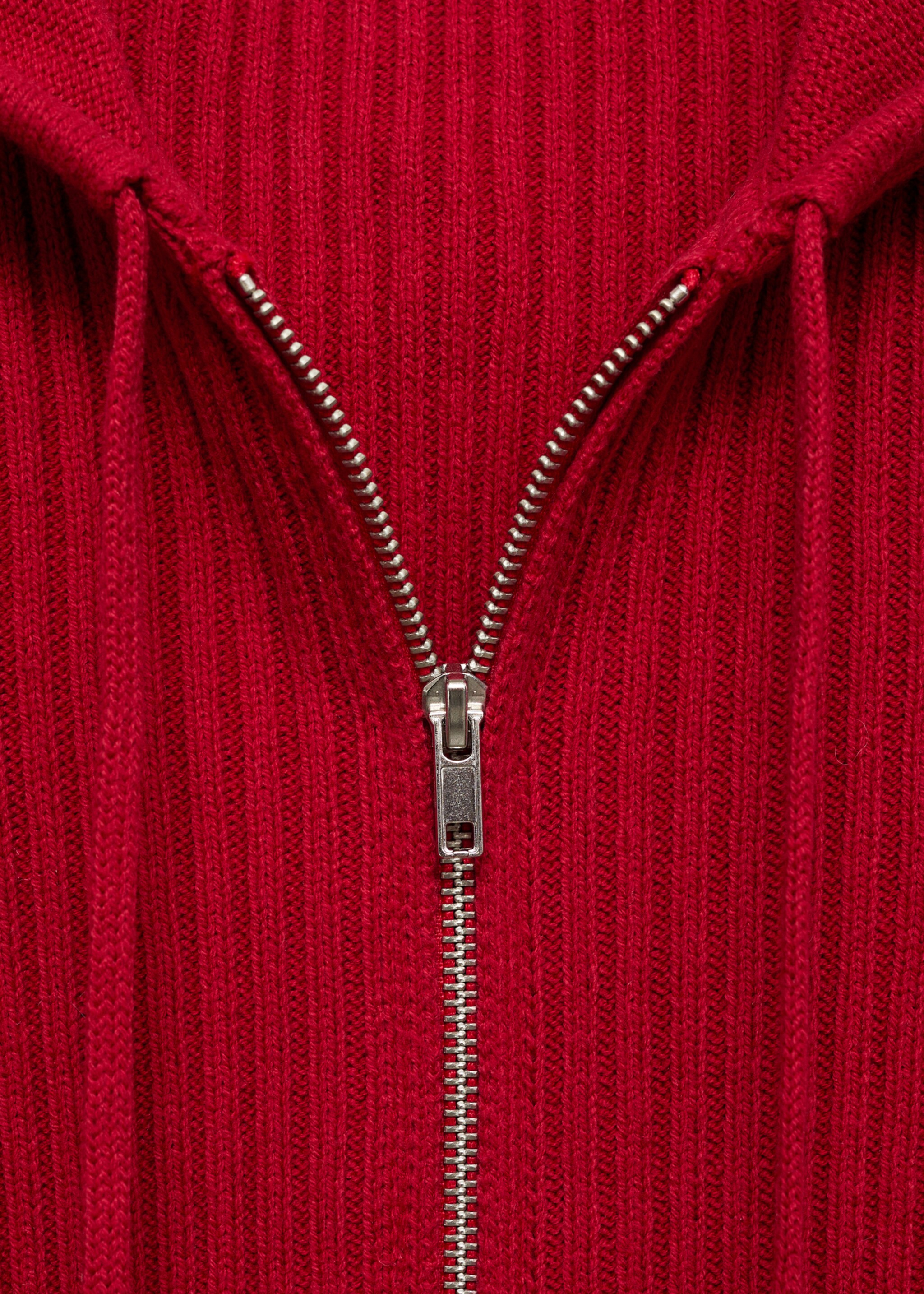 Cardigan maille côtelée capuche - Détail de l'article 8, Rouge. Ref: 77078633-00.