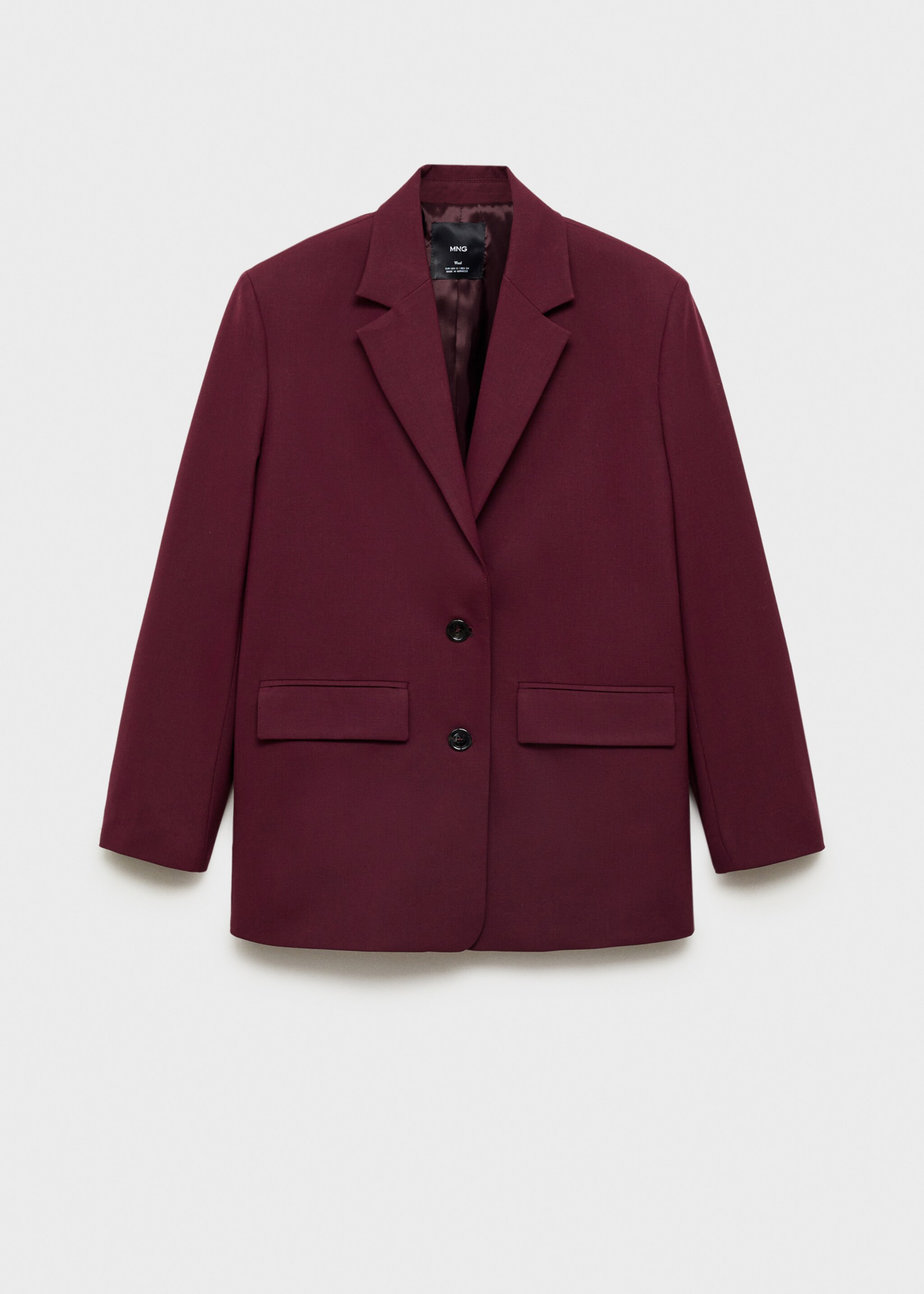 Blazer lana spalle pronunciate - Articolo senza modello, Granato. Ref: 77078637-00.