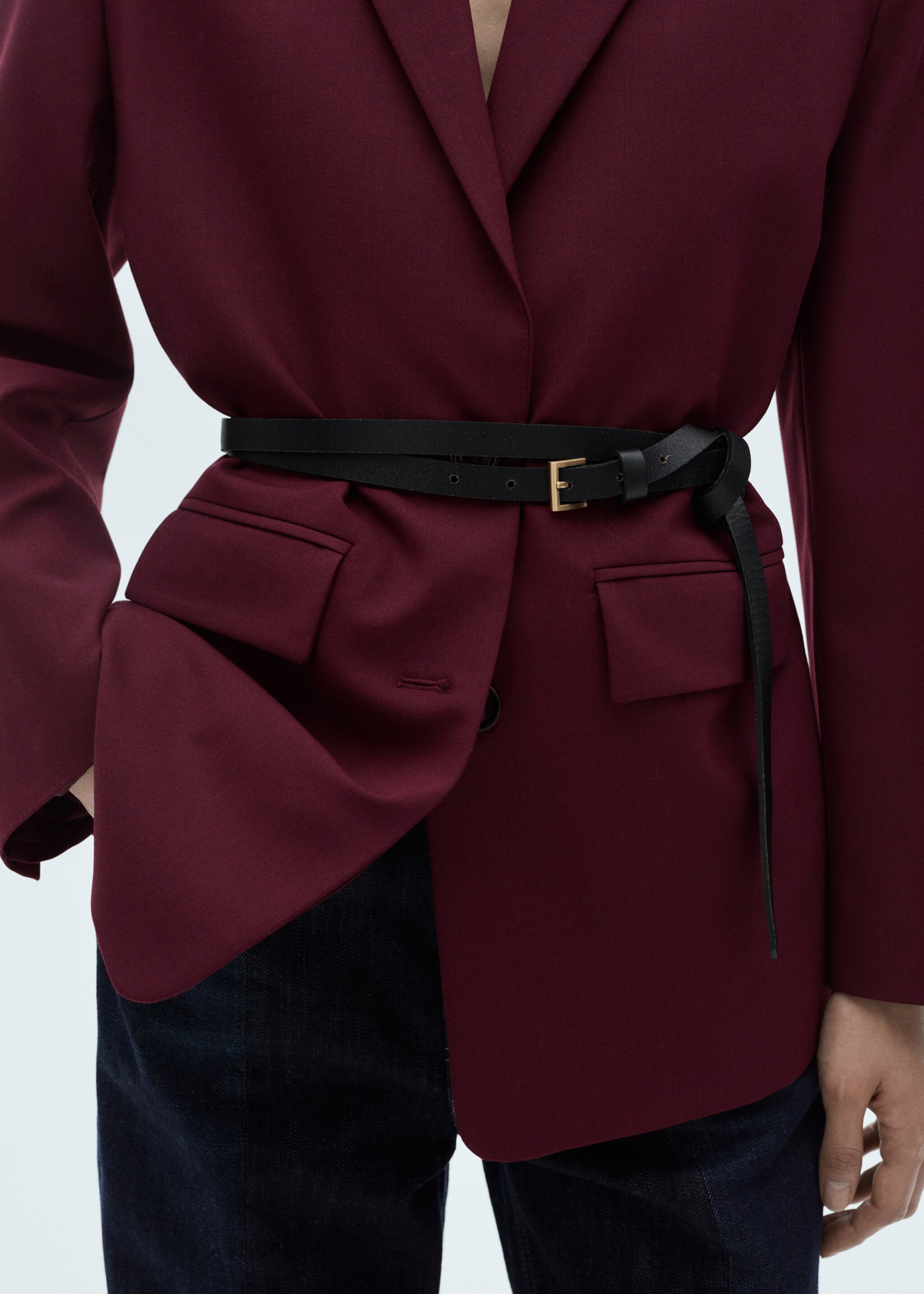 Blazer lana spalle pronunciate - Dettaglio dell'articolo 6, Granato. Ref: 77078637-00.