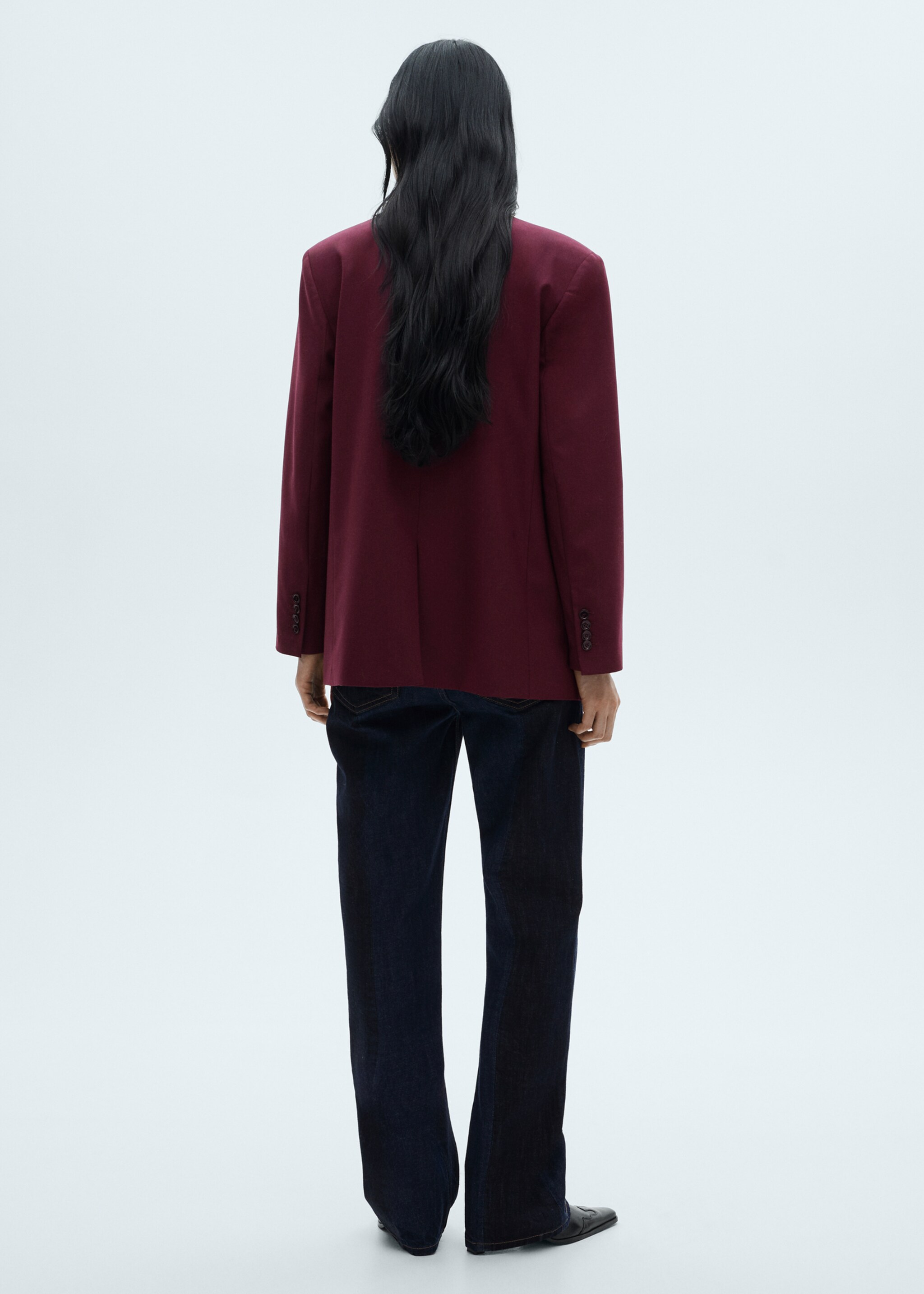 Blazer lana spalle pronunciate - Retro dell'articolo, Granato. Ref: 77078637-00.