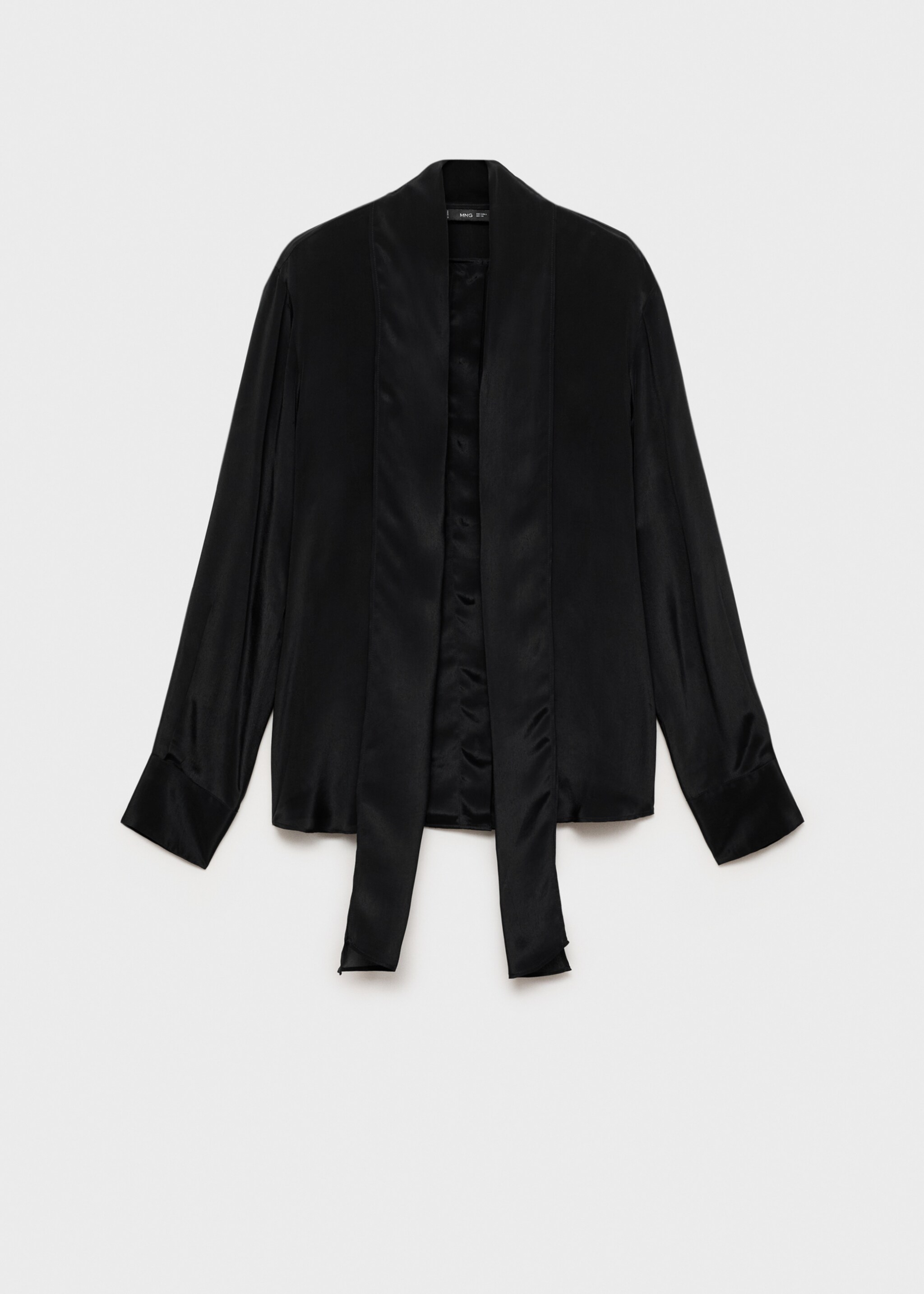 Satin shirt with bow - Article without model, Black. Ref: 77079055-00.