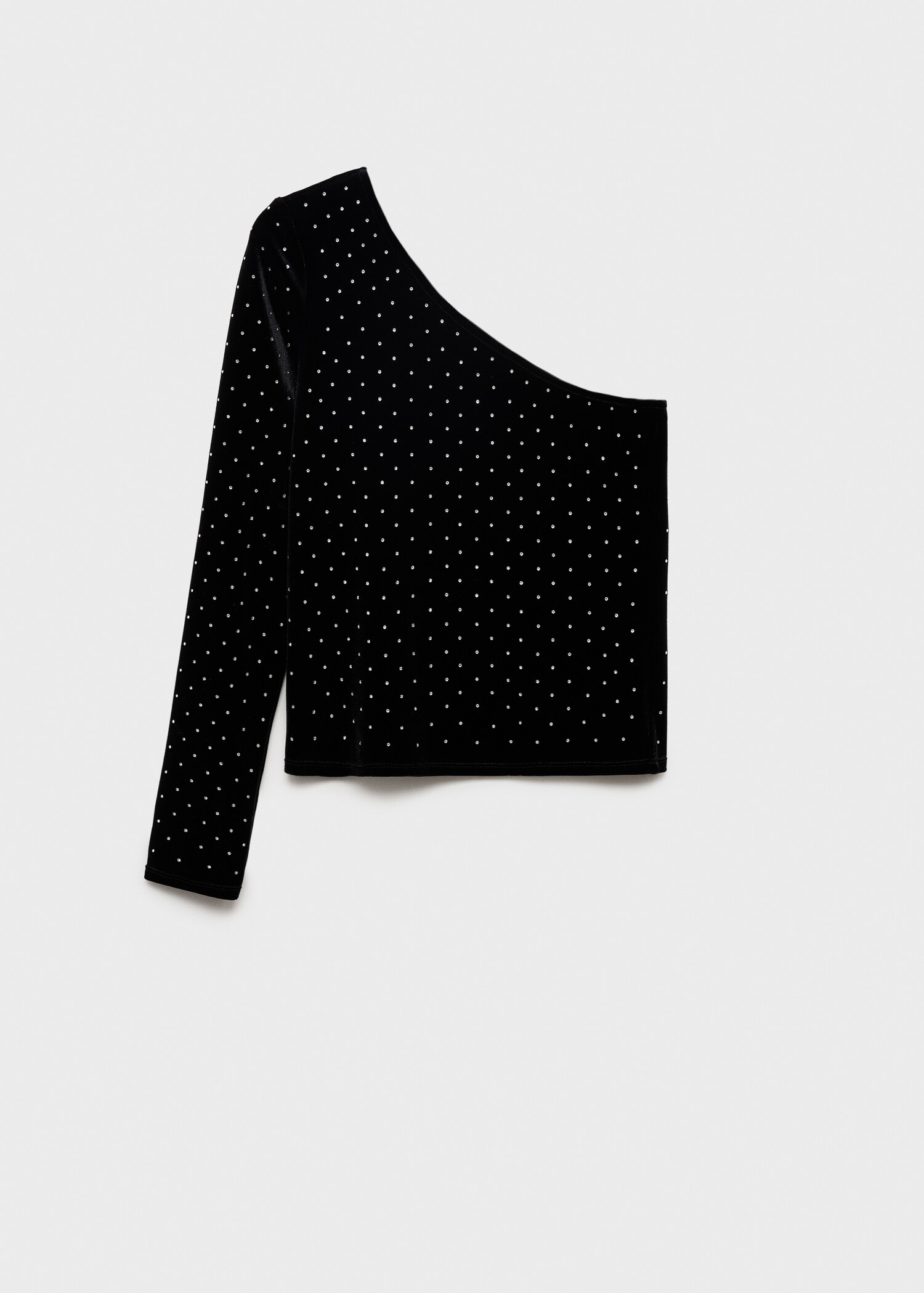 Asymmetrical velvet top with rhinestones - Article without model