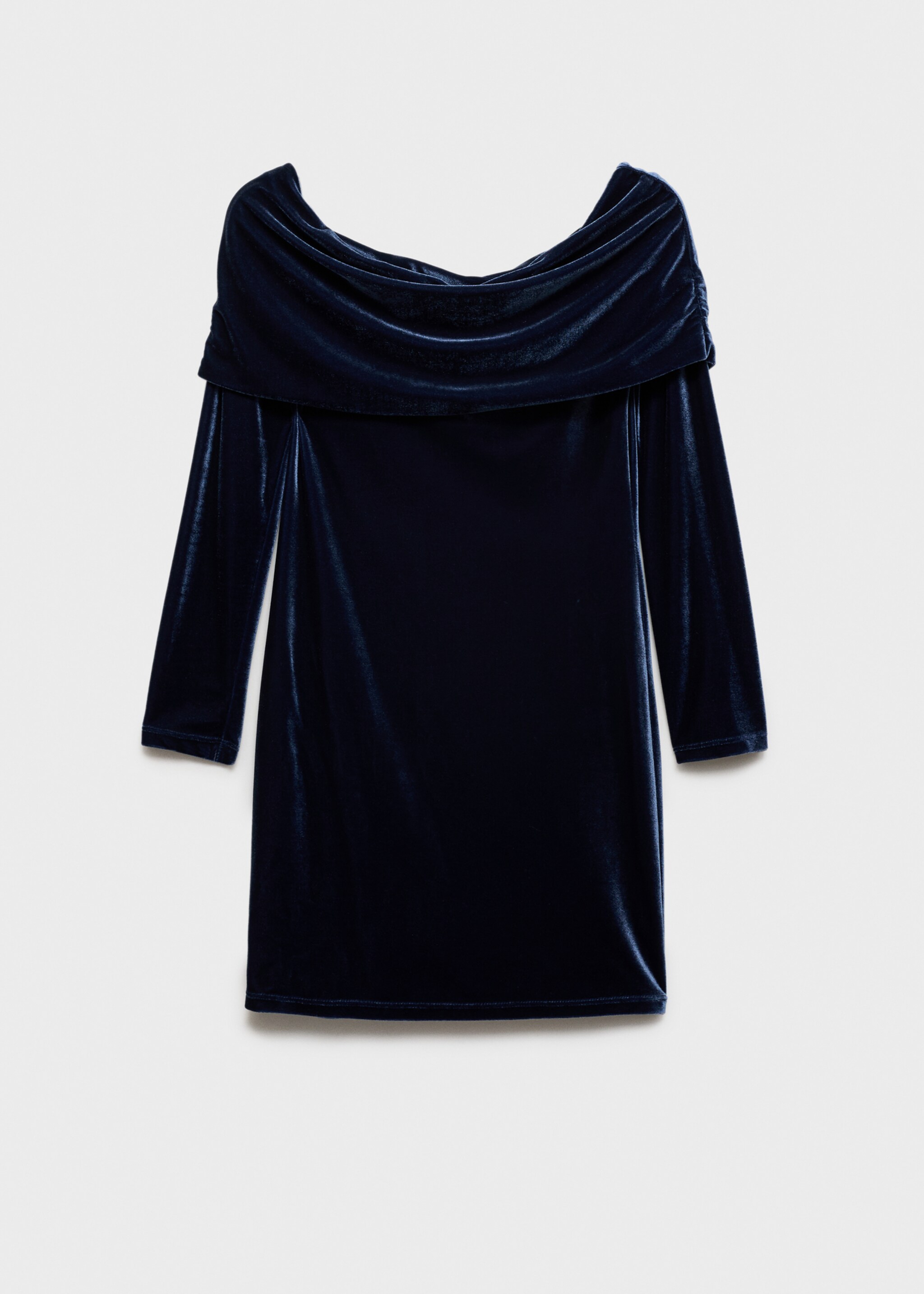 Off-the-shoulder velvet dress - Article without model, Night Blue. Ref: 77079061-00.