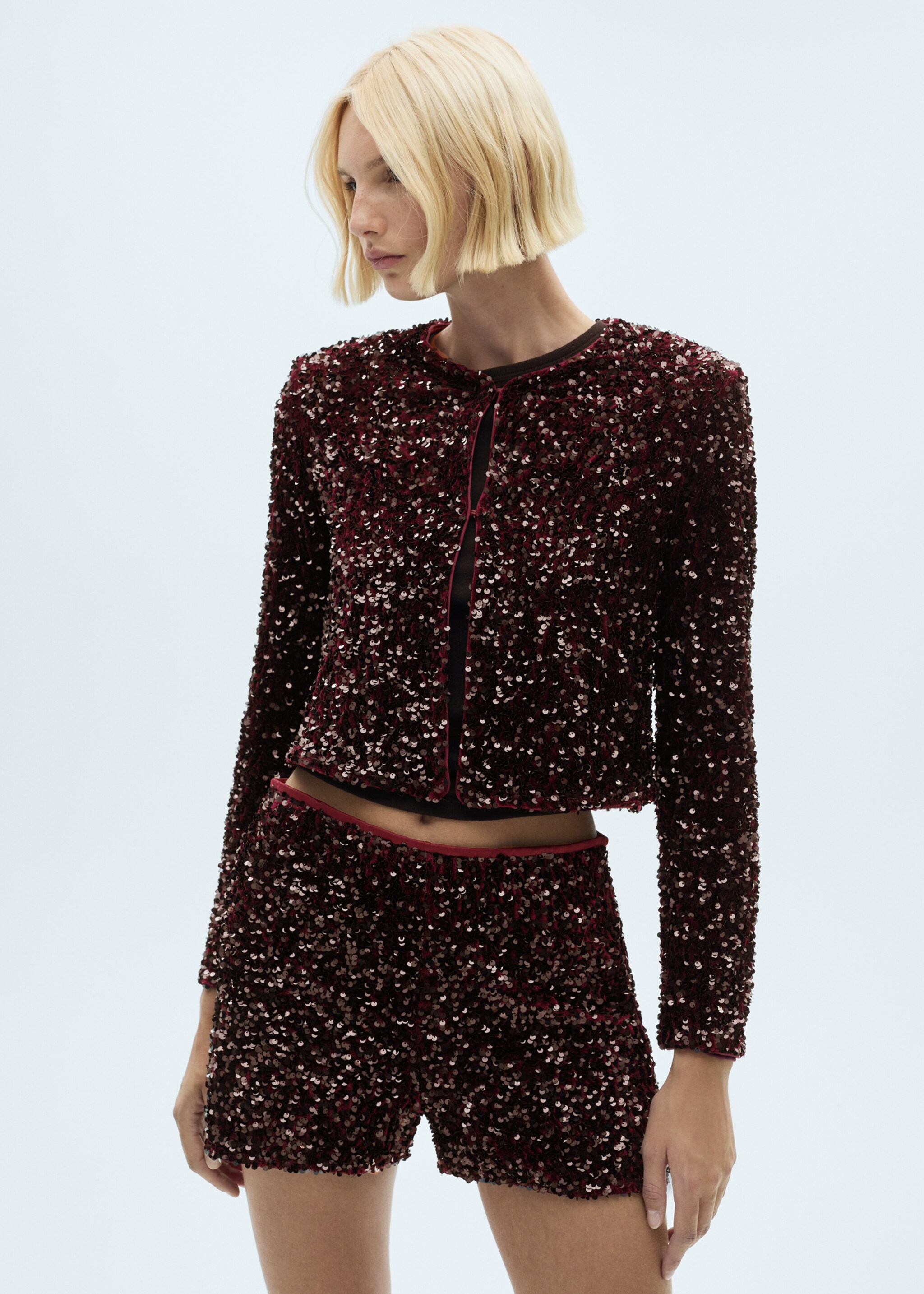 Sequin shorts - Medium plane, Burgundy. Ref: 77079064-00.