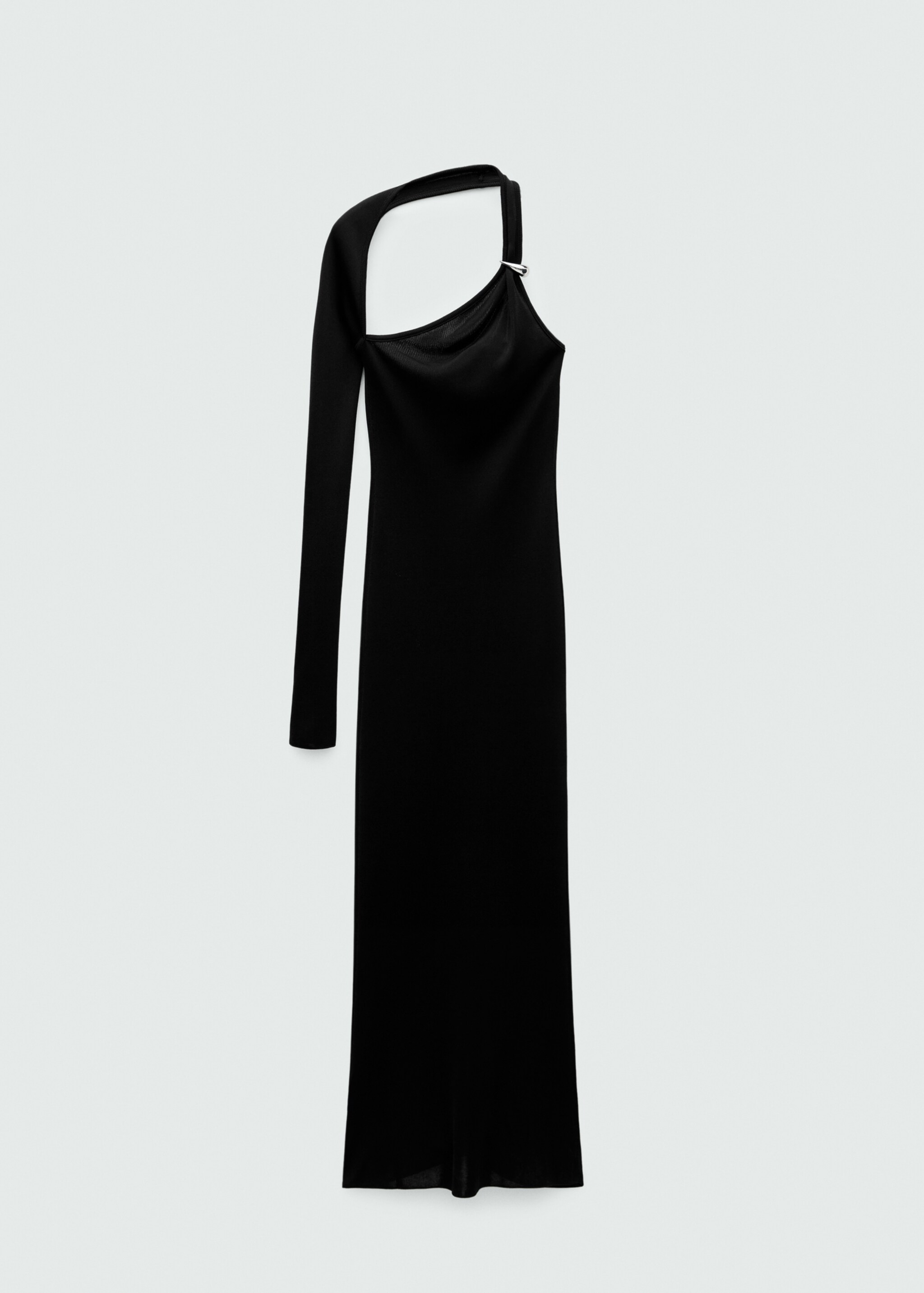 Strikket asymmetrisk kjole med åpen rygg - Artikkel uten modell, Svart. Ref: 77079073-00.