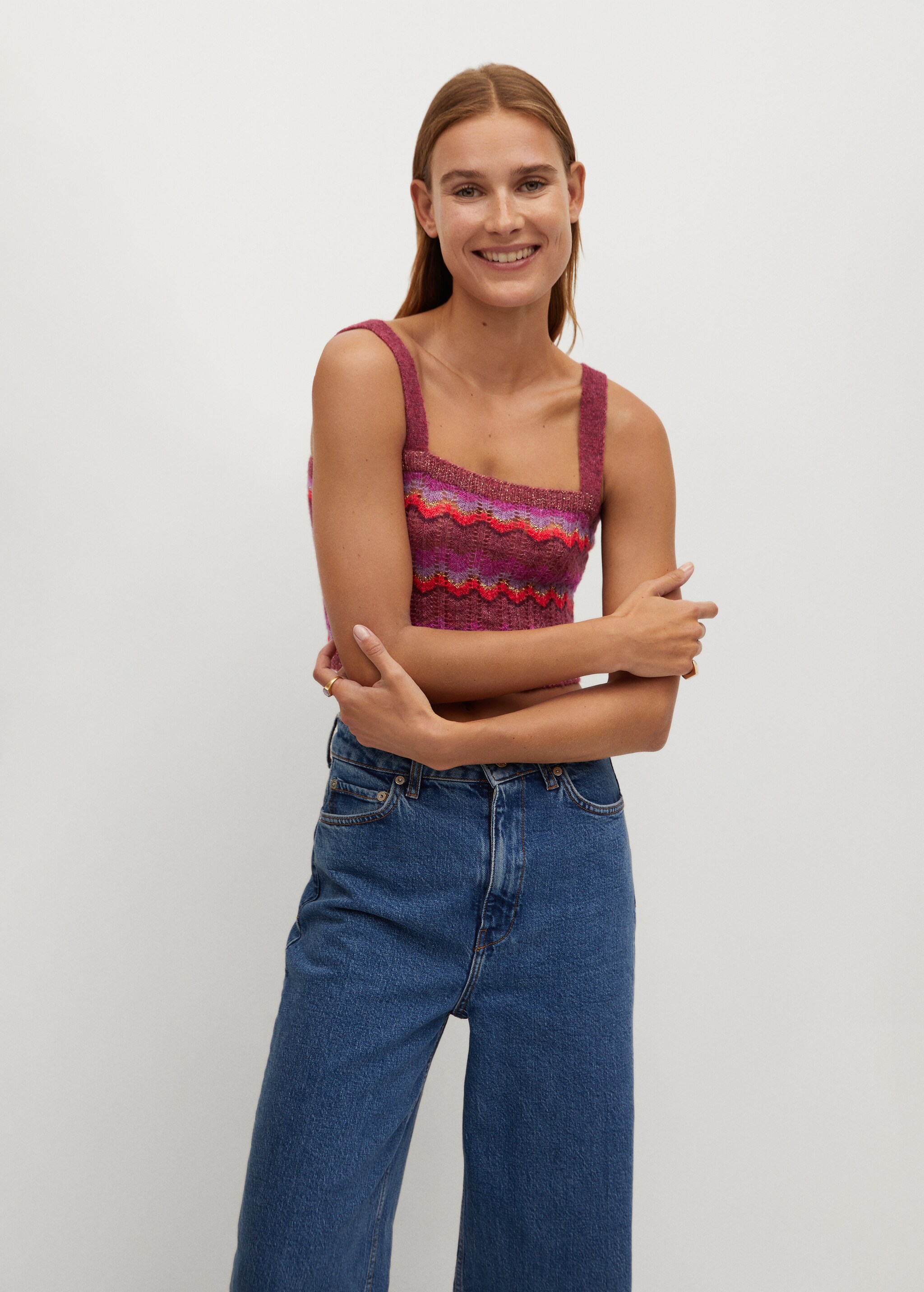 Top maille multicolore - Plan moyen