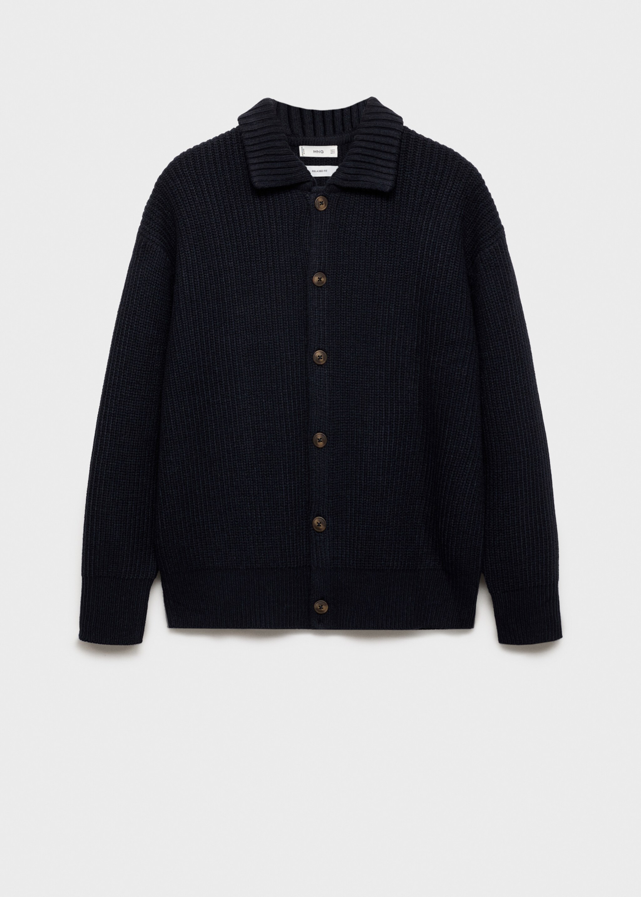 Cardigan coste relaxed-fit - Articolo senza modello, Blu marino scuro. Ref: 77079228-00.