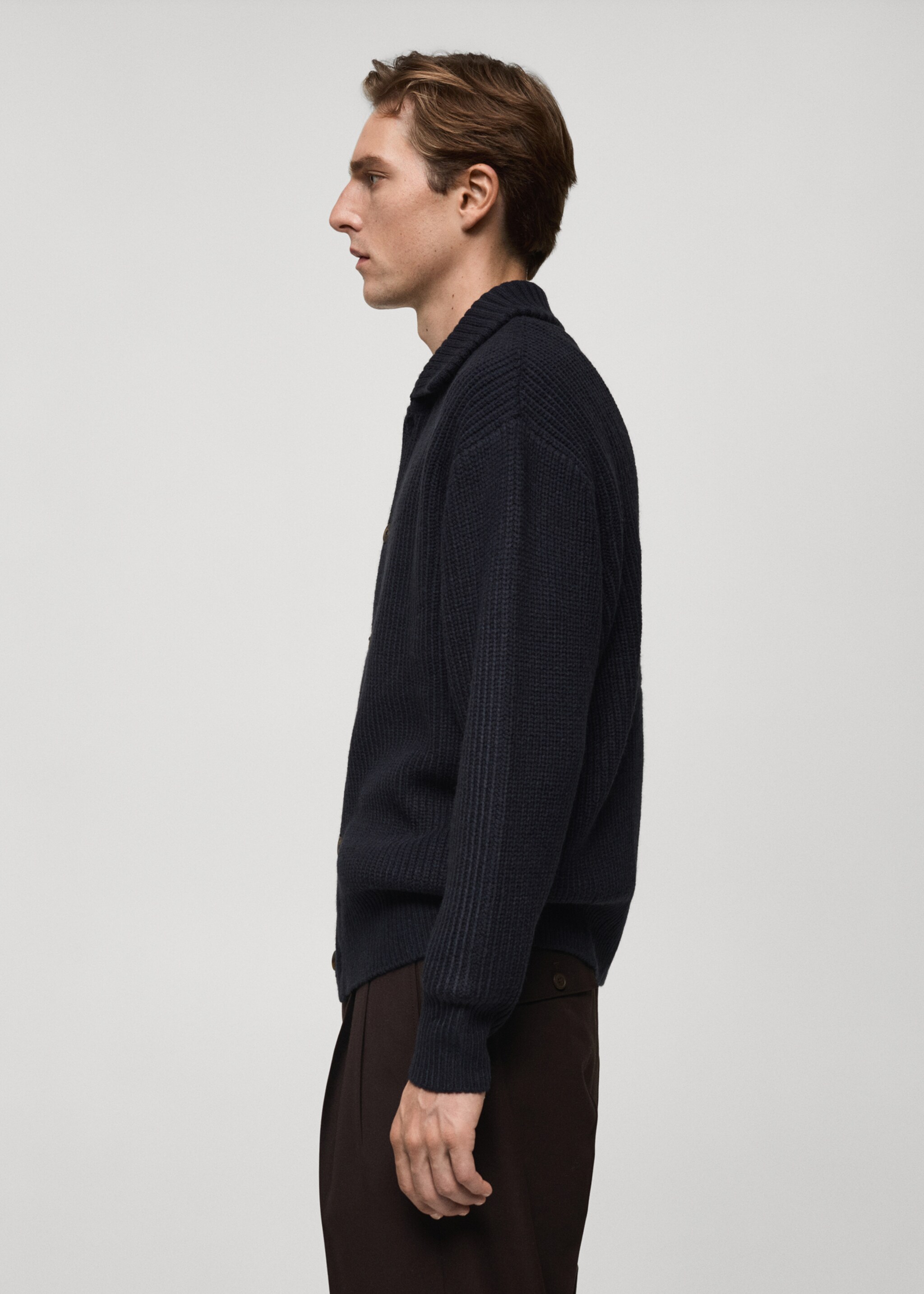 Cardigan coste relaxed-fit - Dettaglio dell'articolo 2, Blu marino scuro. Ref: 77079228-00.