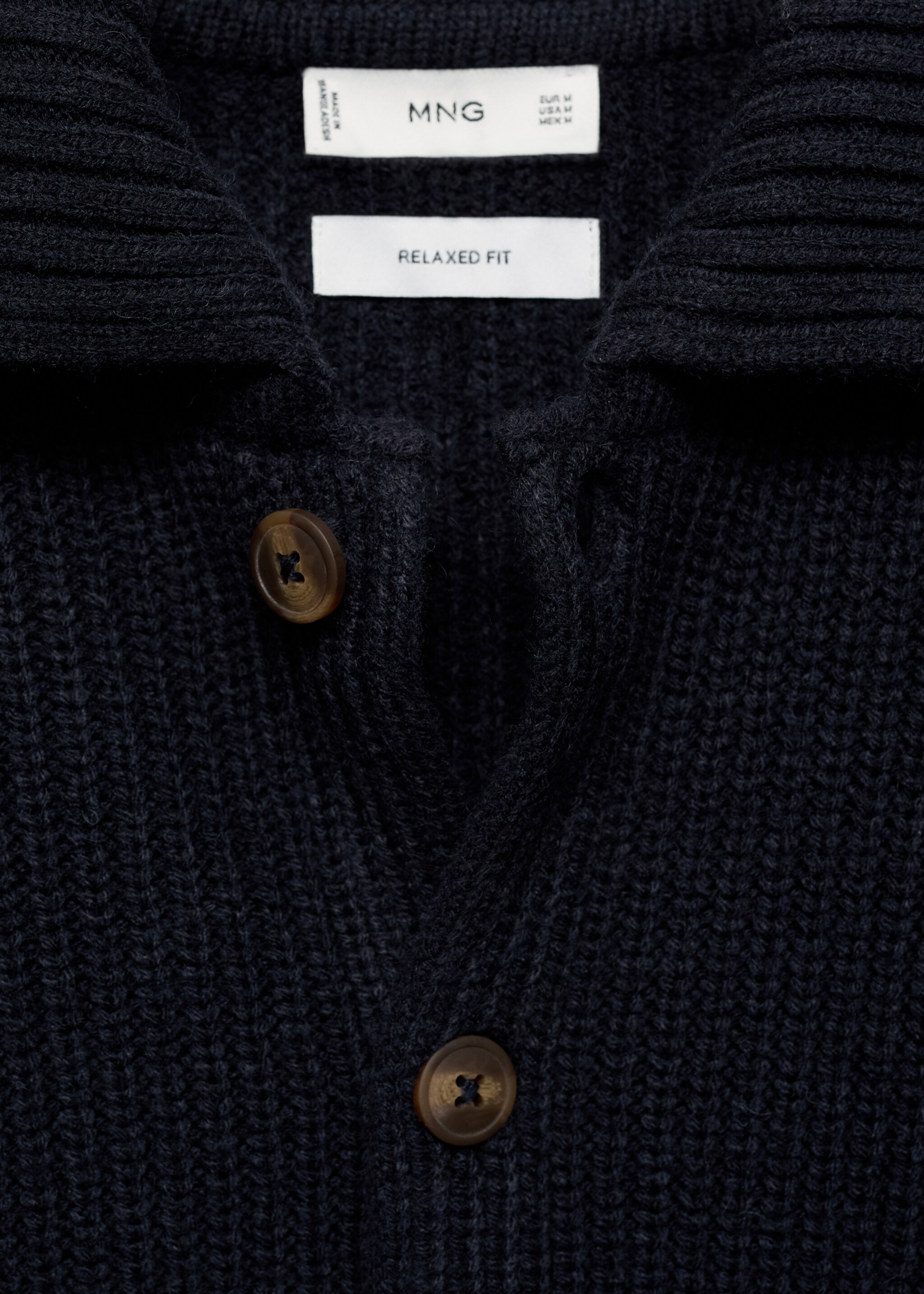 Cardigan coste relaxed-fit - Dettaglio dell'articolo 8, Blu marino scuro. Ref: 77079228-00.