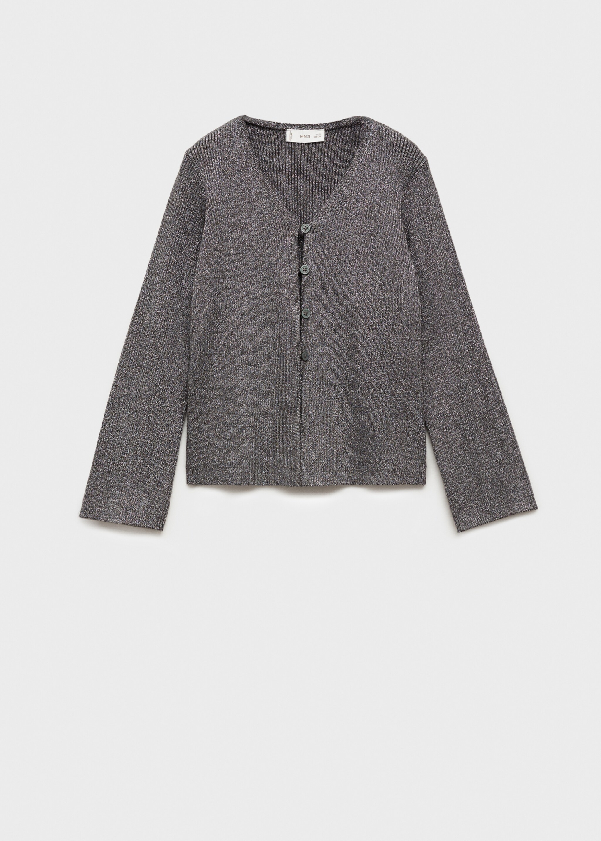 Lurex knitted cardigan - Article without model, Charcoal. Ref: 77079229-00.