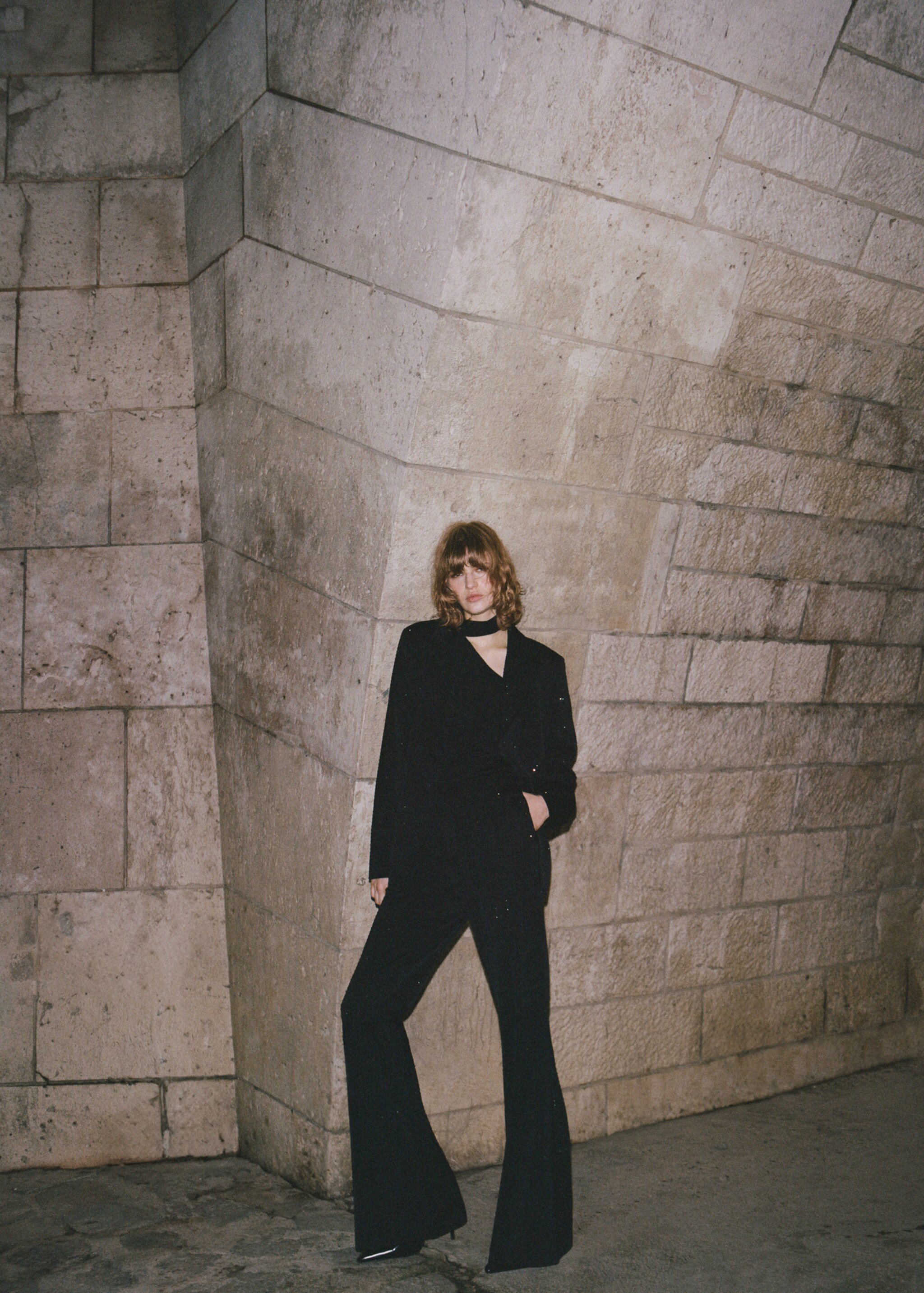 Rhinestone flared trousers - Details of the article 6, Black. Ref: 77079234-00.
