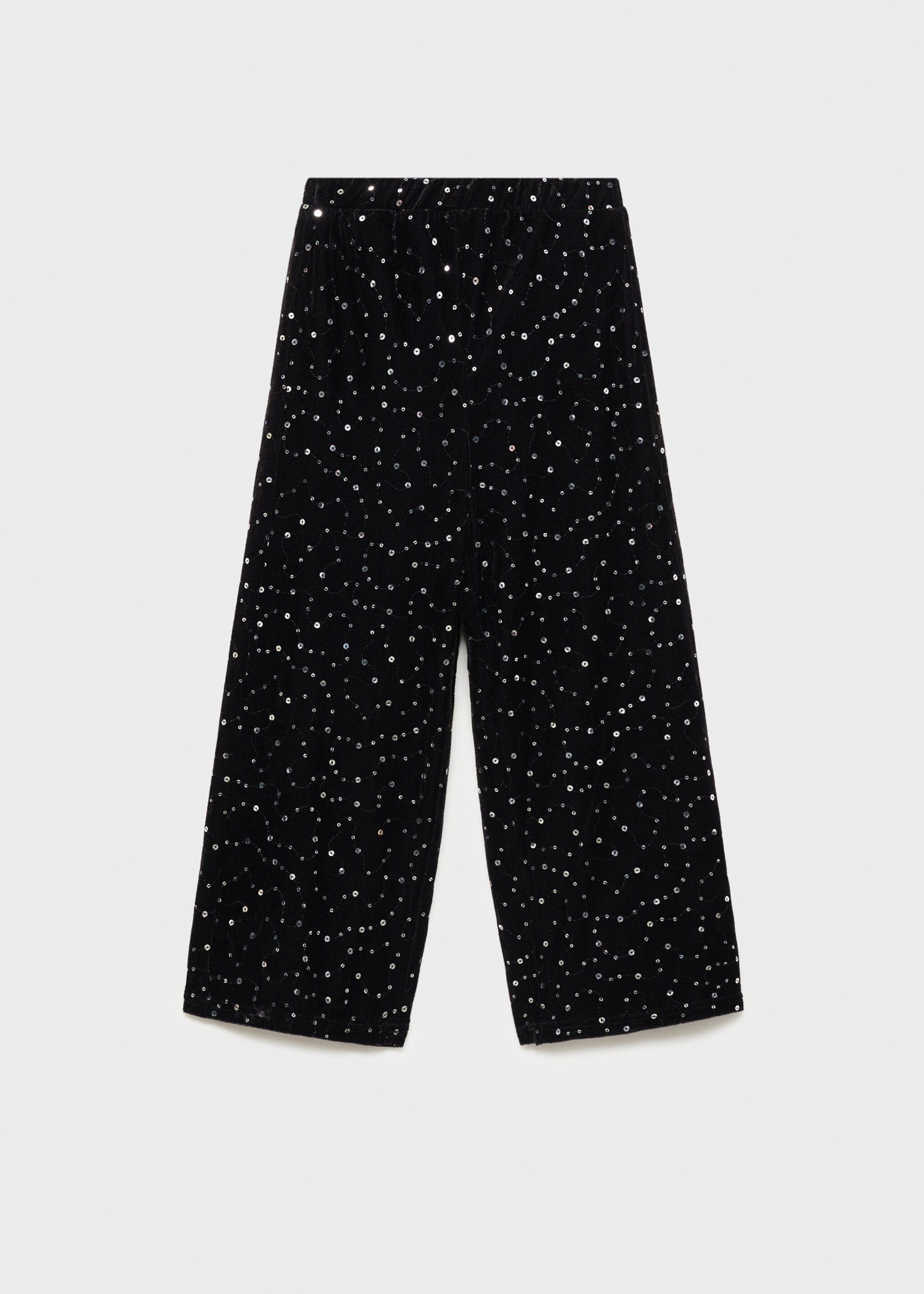 Sequined velvet pants - Article without model, Black. Ref: 77079235-00.