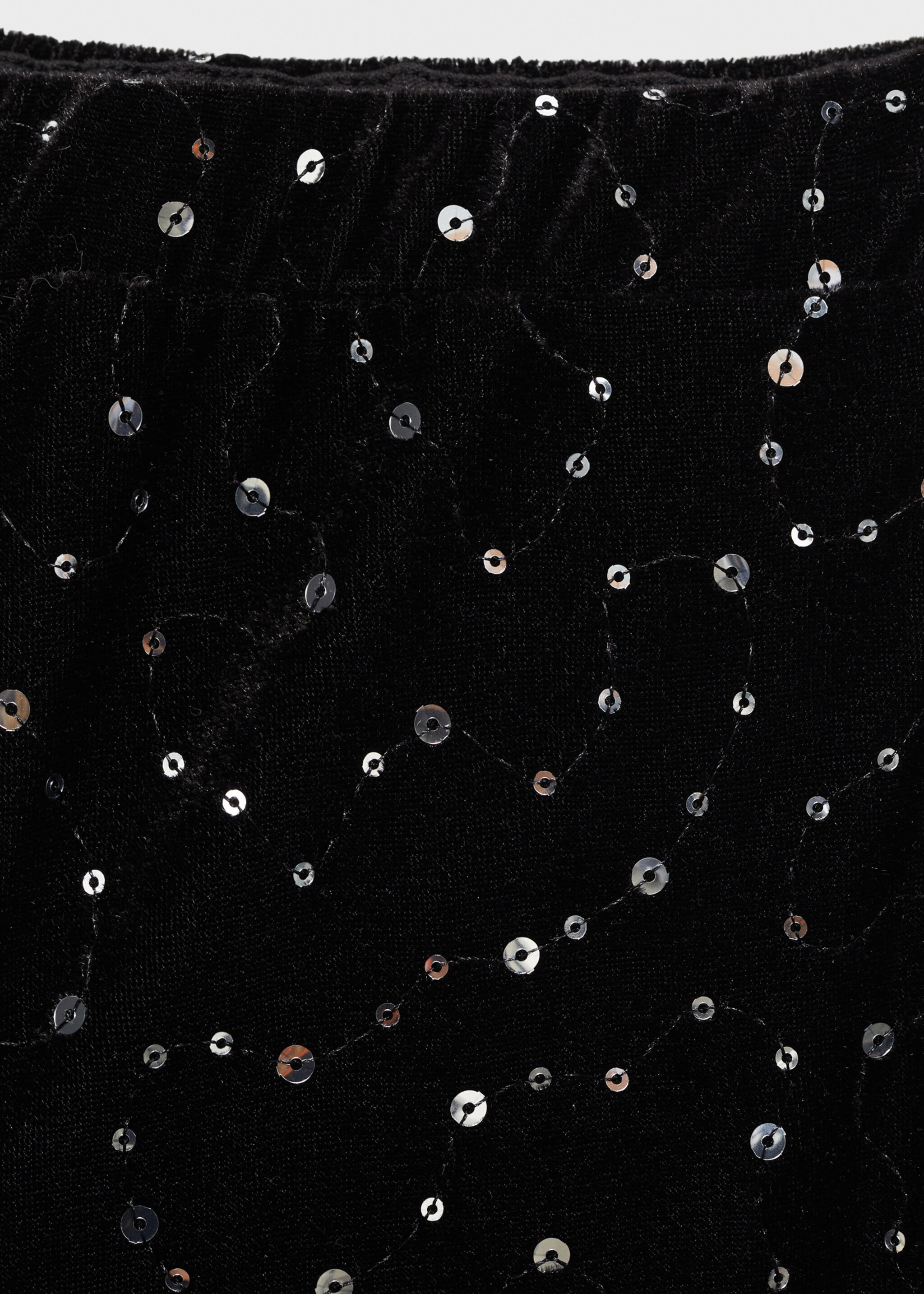 Sequined velvet pants - Details of the article 8, Black. Ref: 77079235-00.