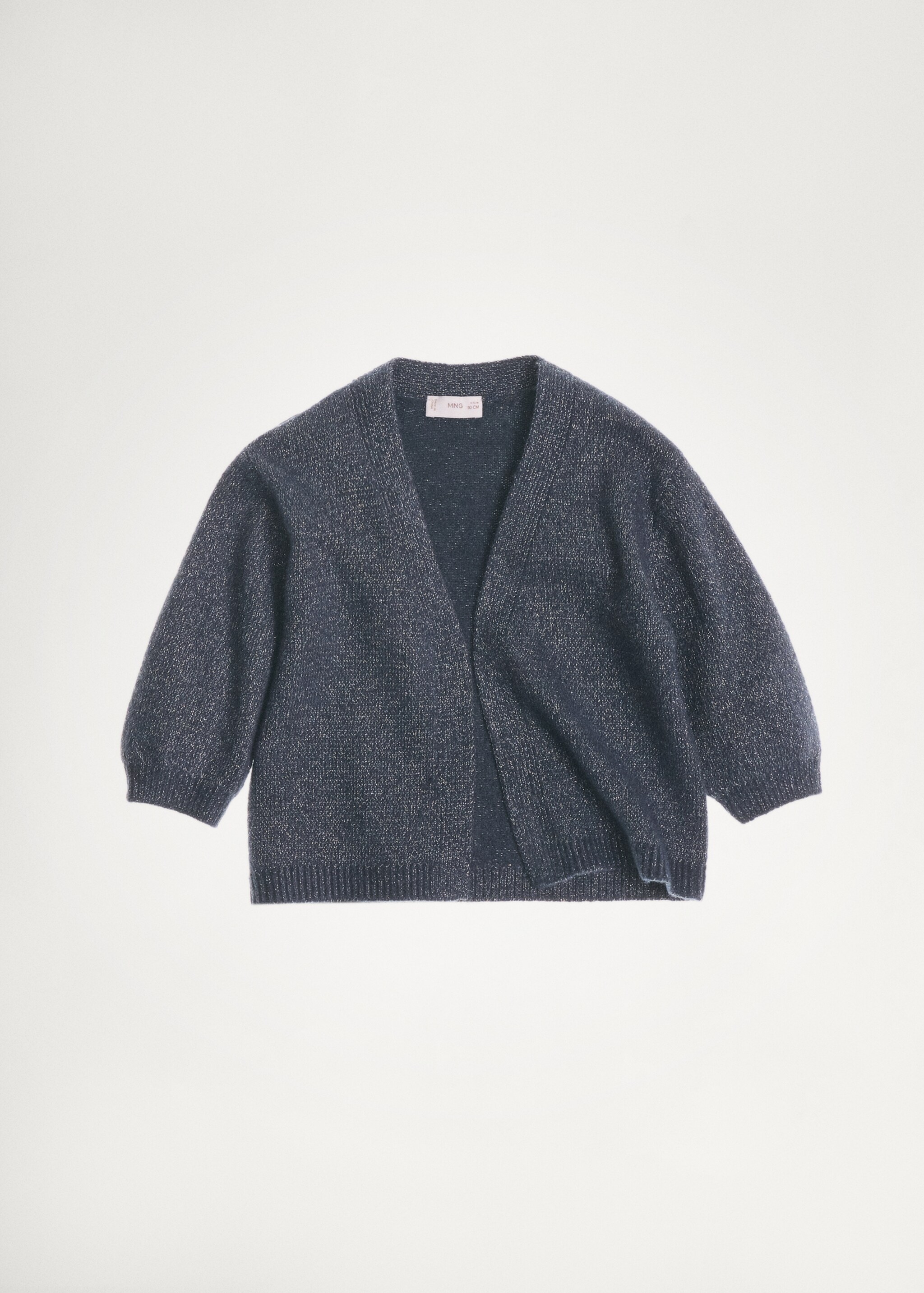 Lurex knitted cardigan - Details of the article 5, Night Blue. Ref: 77079237-00.