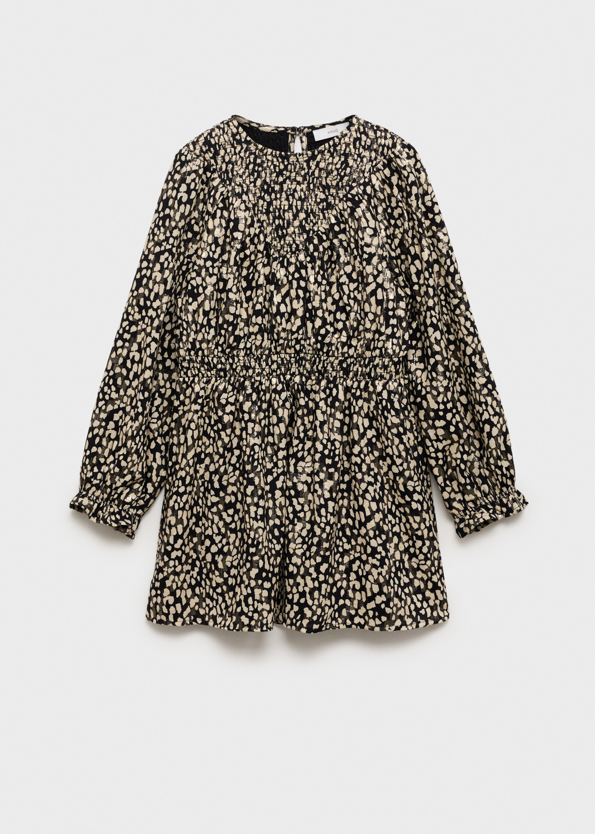 Printed ruched dress - Article without model, Beige. Ref: 77079238-00.