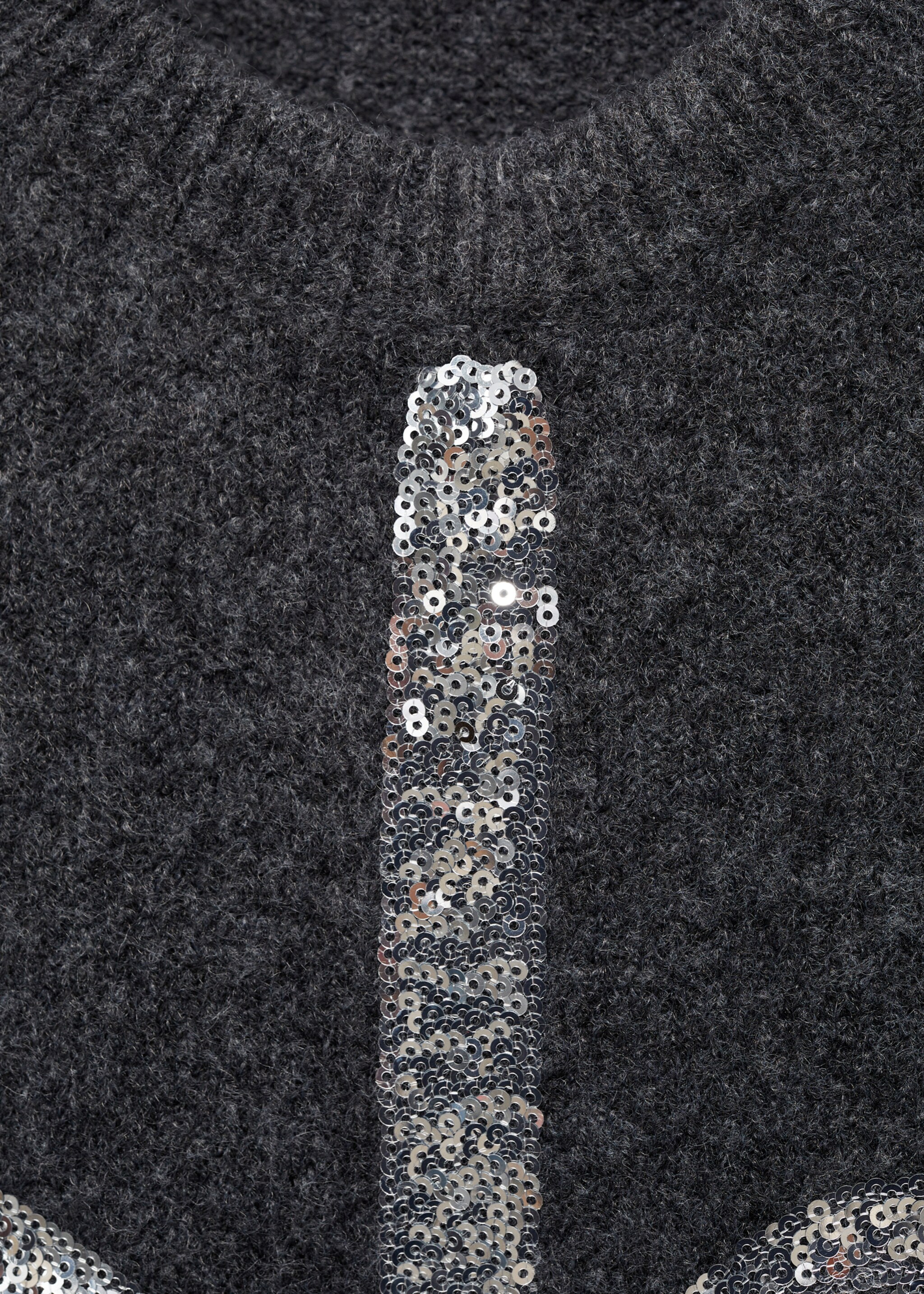 Gebreide jurk met strik - Detail van het artikel 0, Antraciet. Ref: 77079239-00.