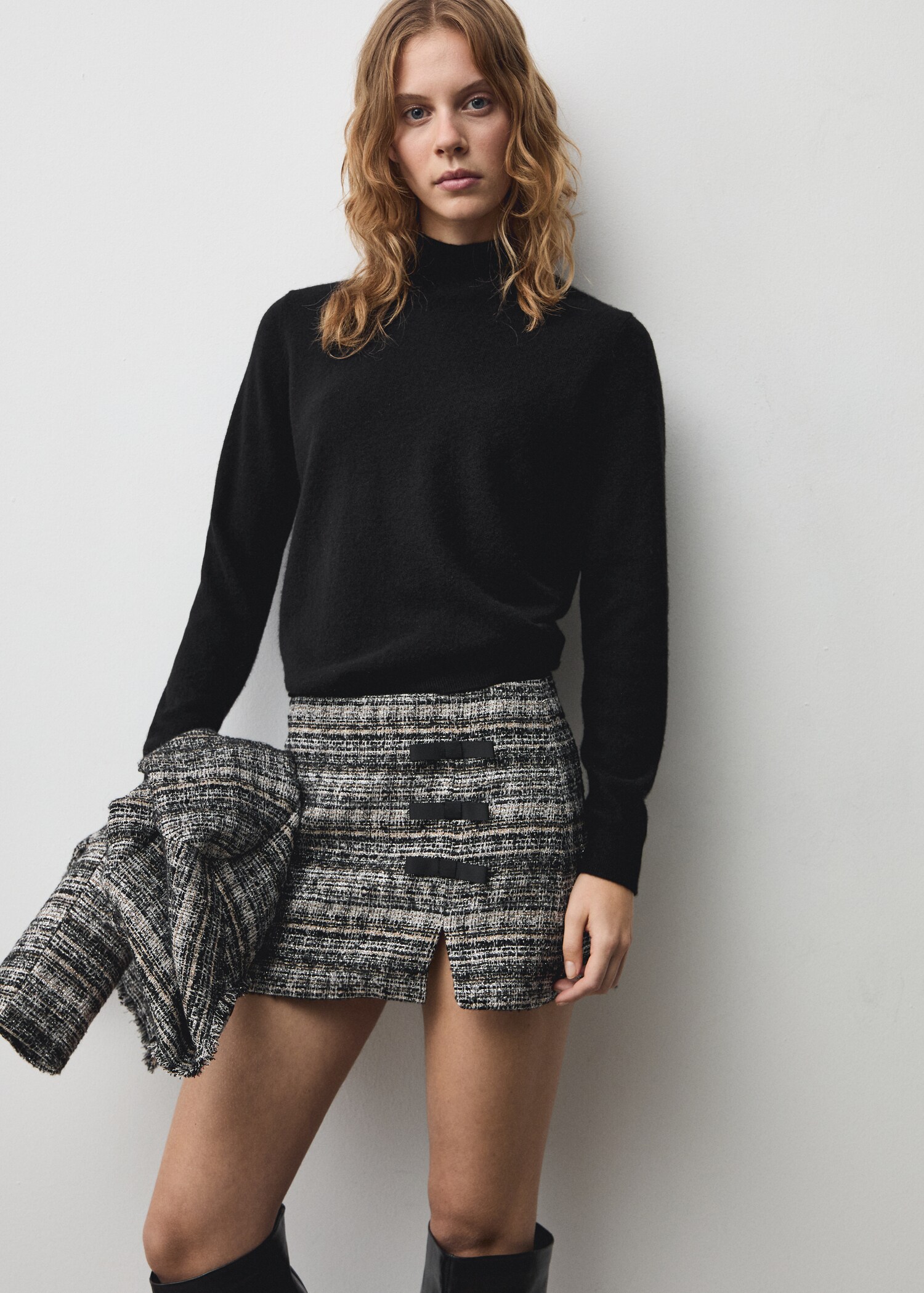 Tweed mini-skirt with bows - Medium plane