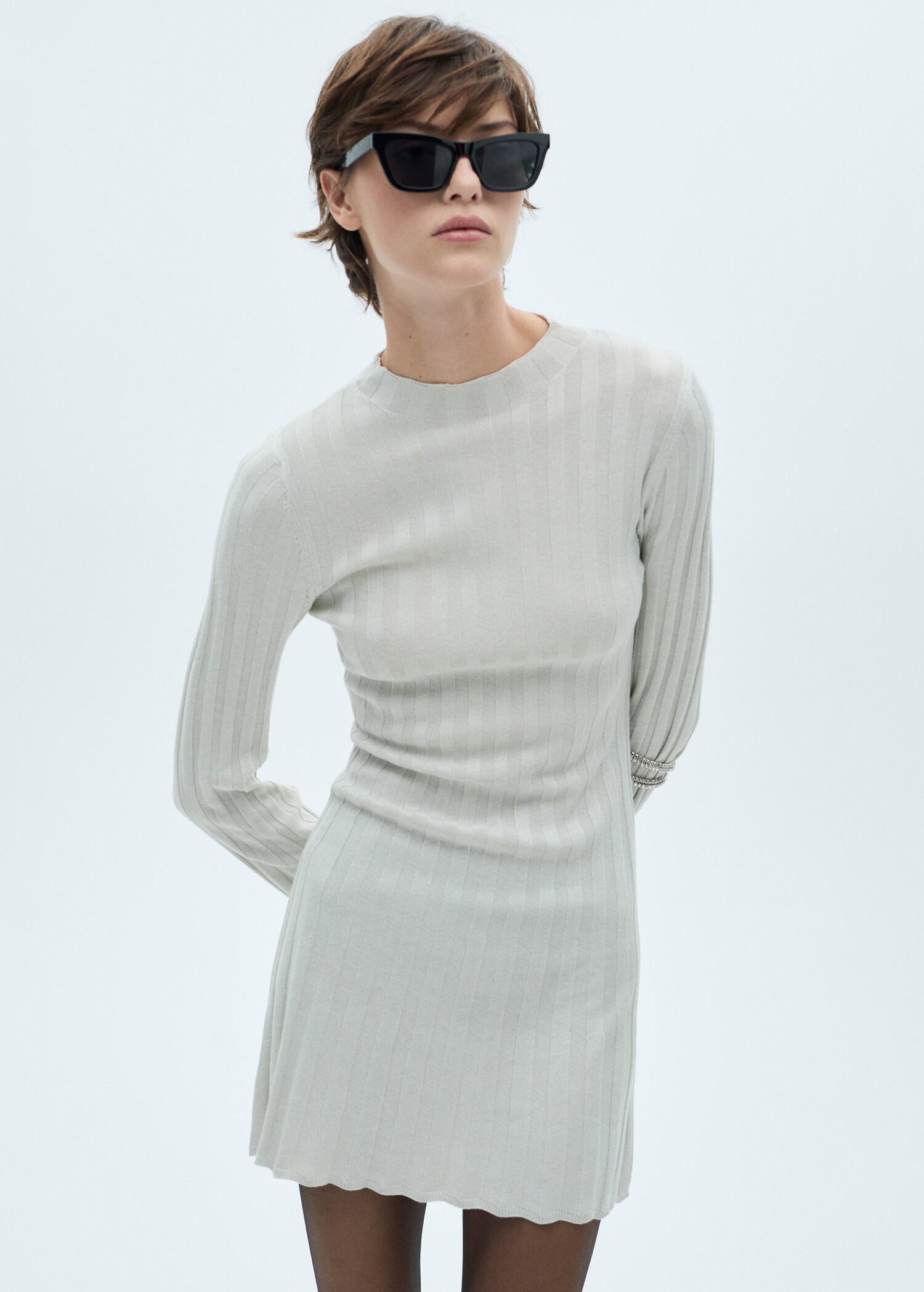 Perkins-neck knitted dress - Medium plane