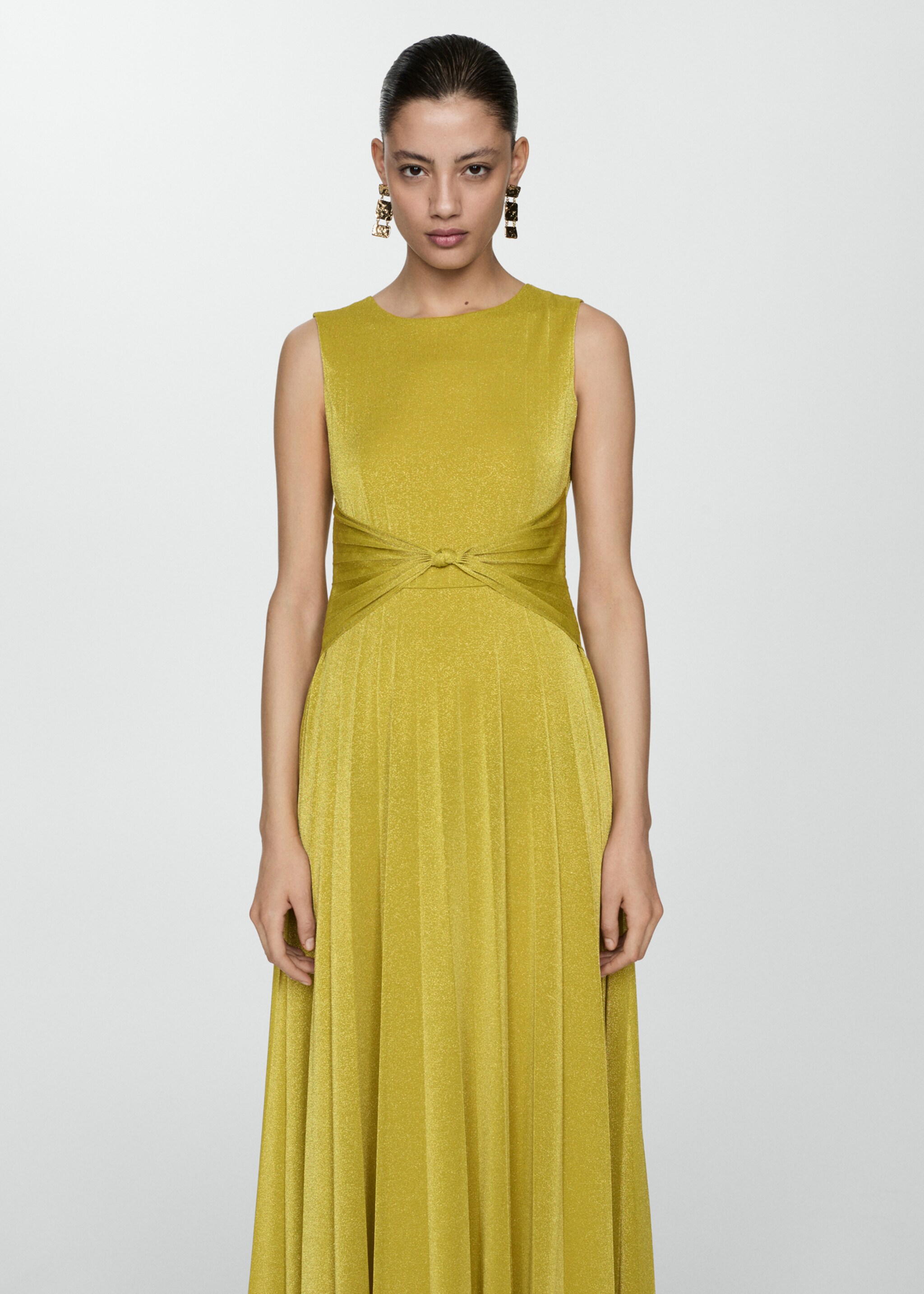 Robe lurex nœud - Plan moyen, Citron vert. Ref: 77080326-00.