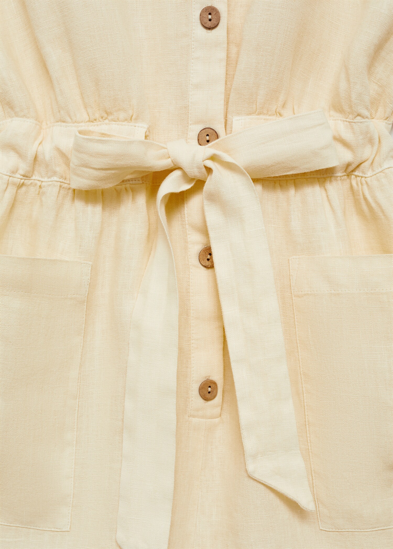 Kurzer Leinen-Jumpsuit mit Schleife - Detail des Artikels 8