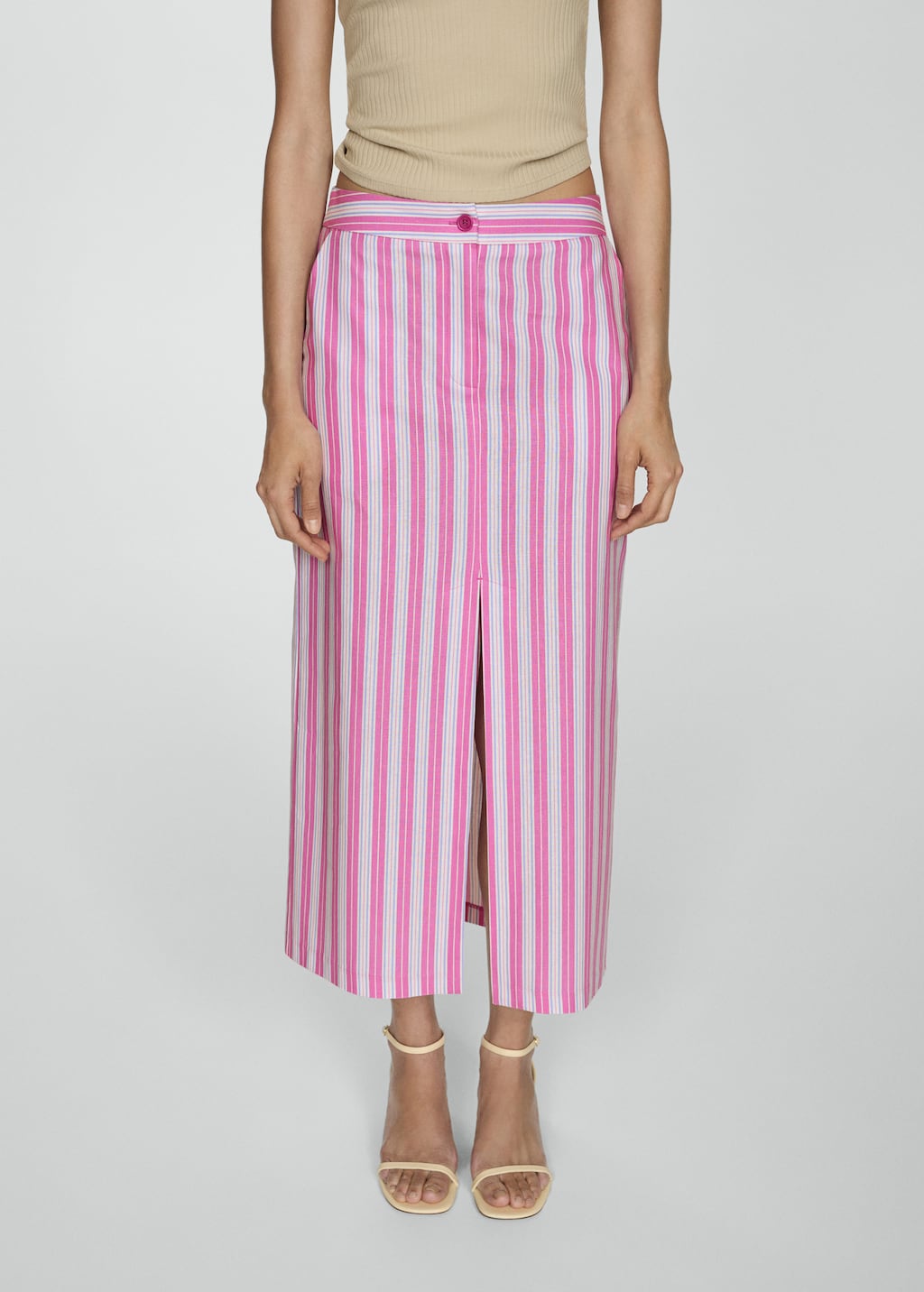 Slit striped skirt - Women | MANGO OUTLET USA