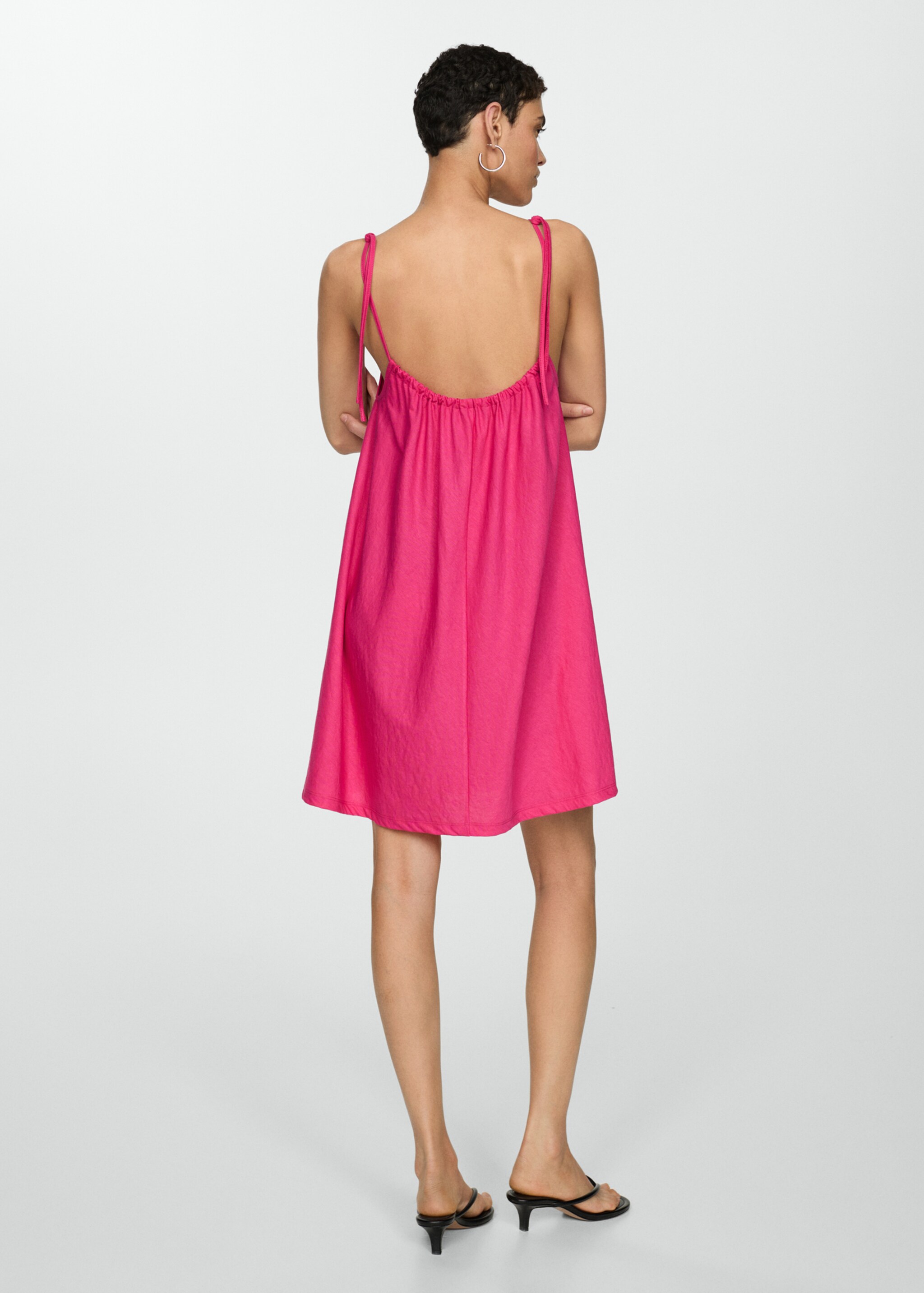 Short flowy dress - Reverse of the article, Fuchsia. Ref: 77080363-00.