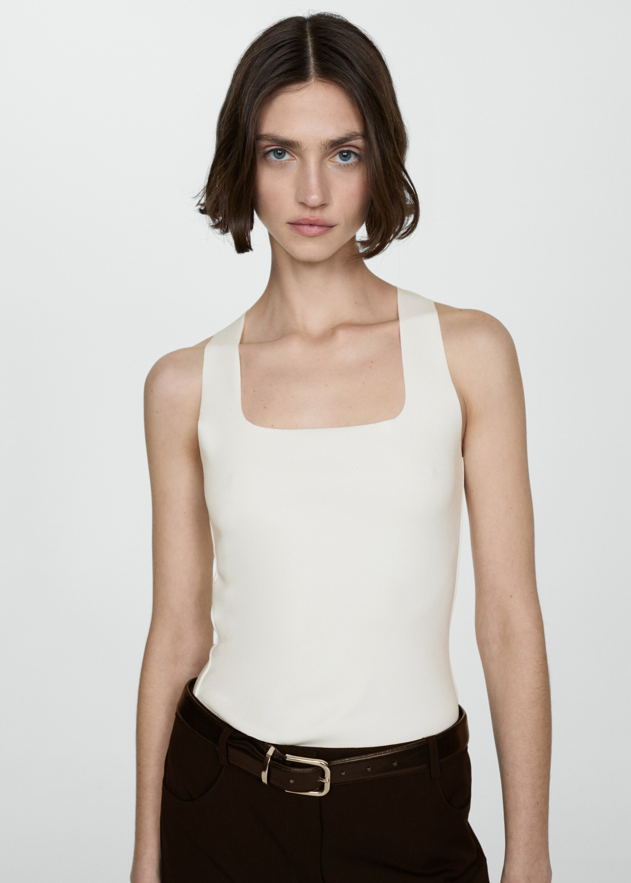 Top with wide straps - Medium plane, Ecru. Ref: 77080370-00.