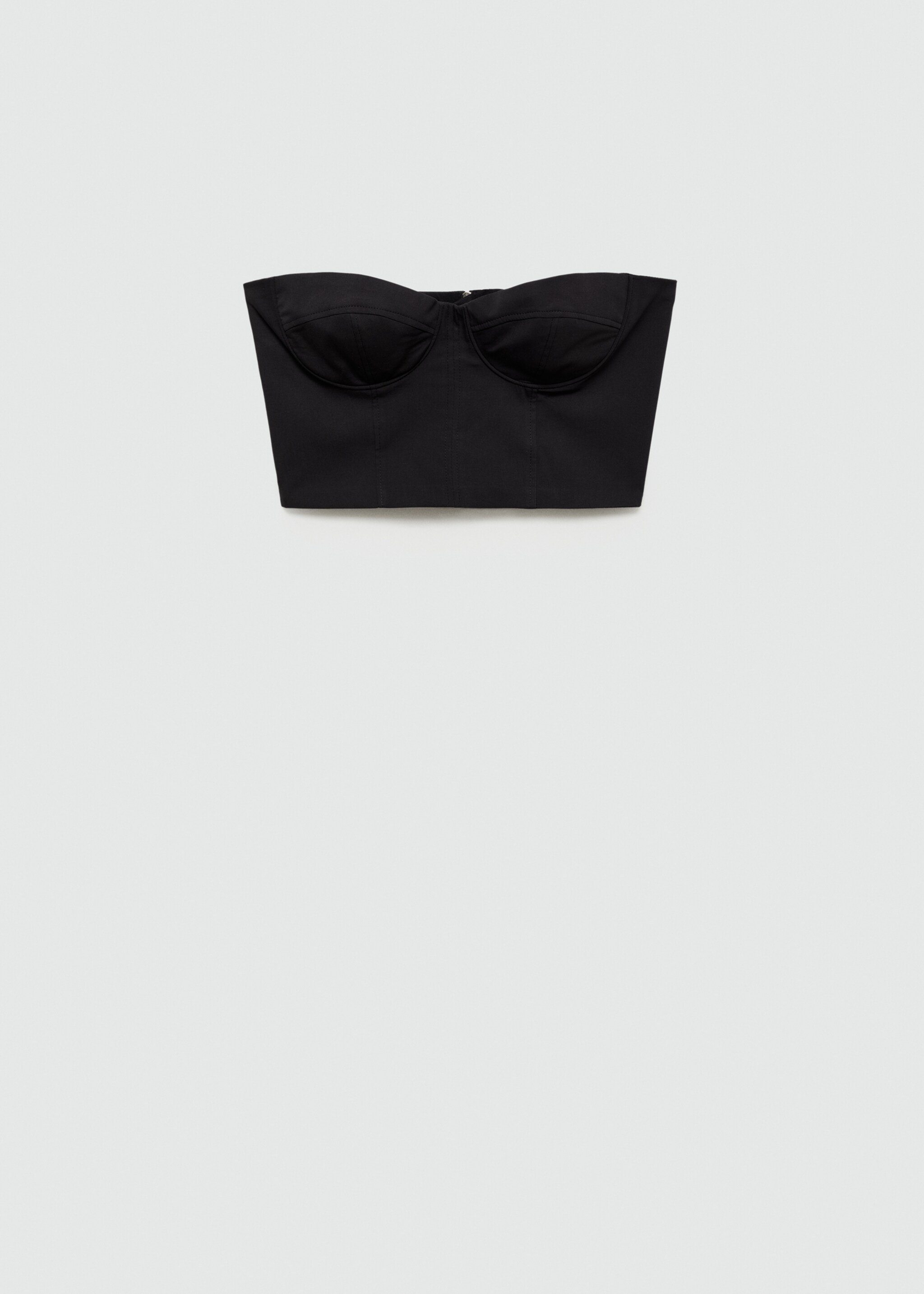 Strapless cropped top - Article without model, Black. Ref: 77080378-00.