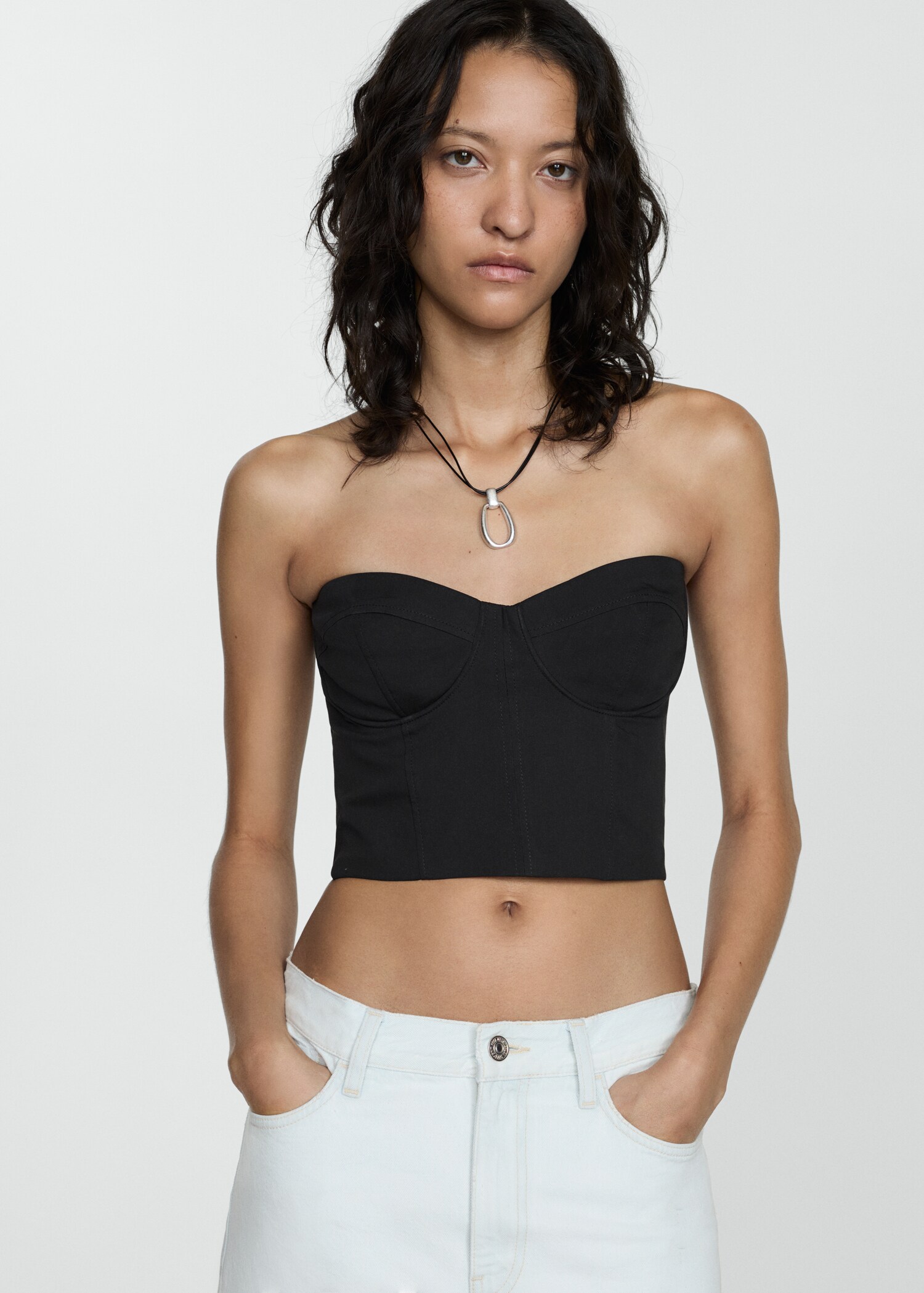 Strapless cropped top - Details of the article 1