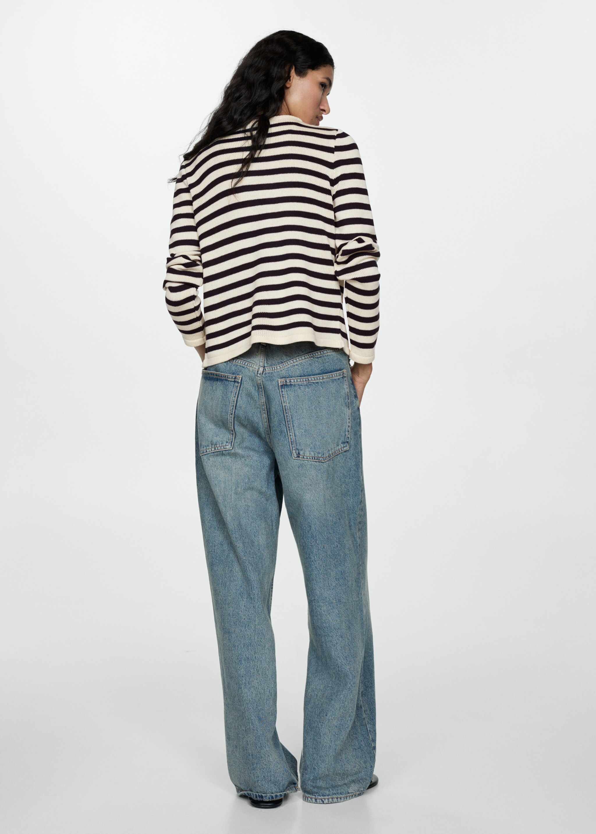 Knitted cardigan with jewel button - Reverse of the article, Dark Navy. Ref: 77080389-00.