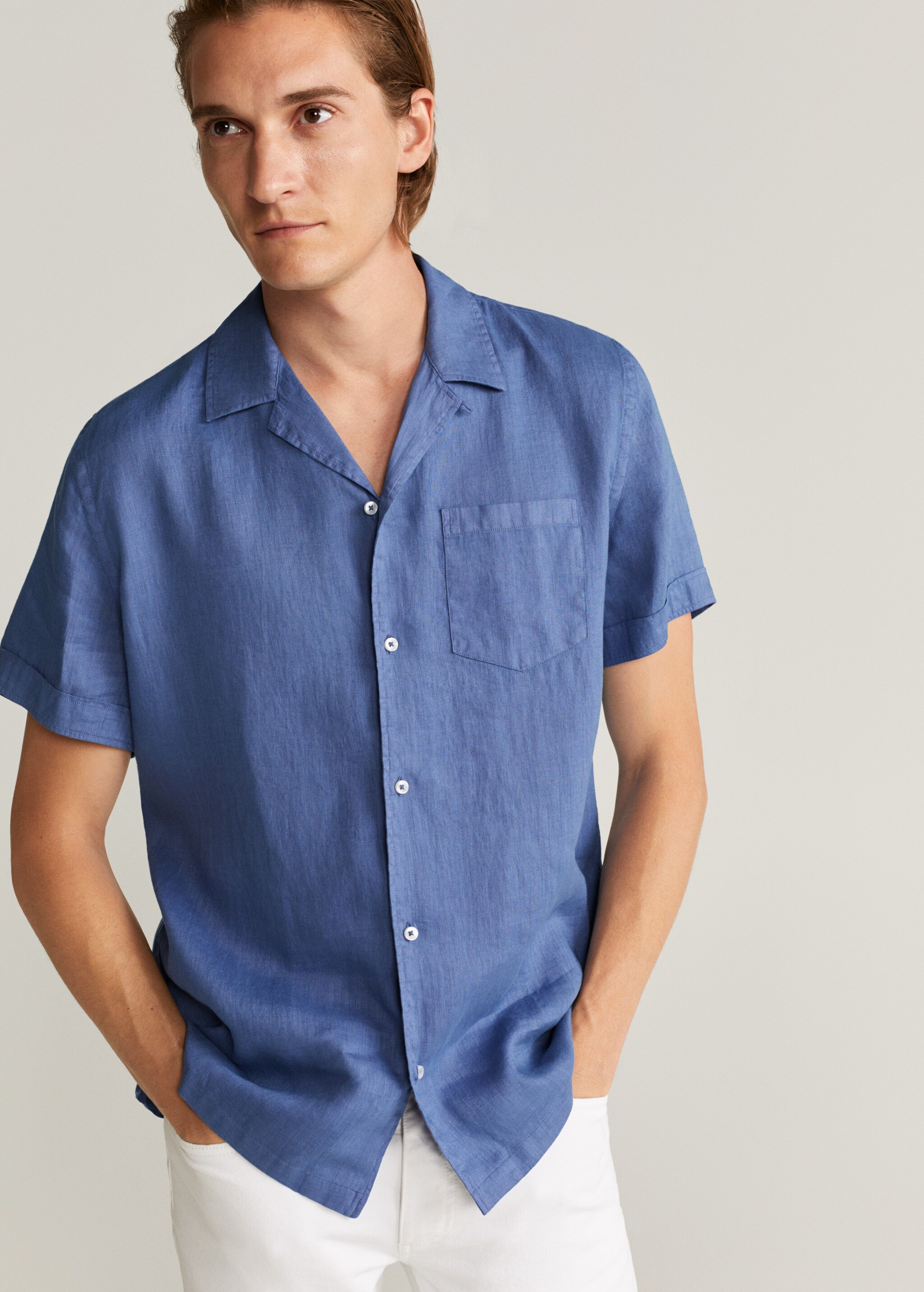 Camisa classic fit lino - Plano medio