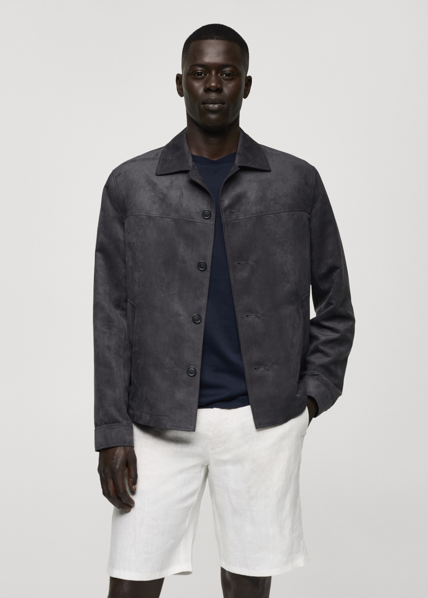 Suede leather-effect jacket - Medium plane