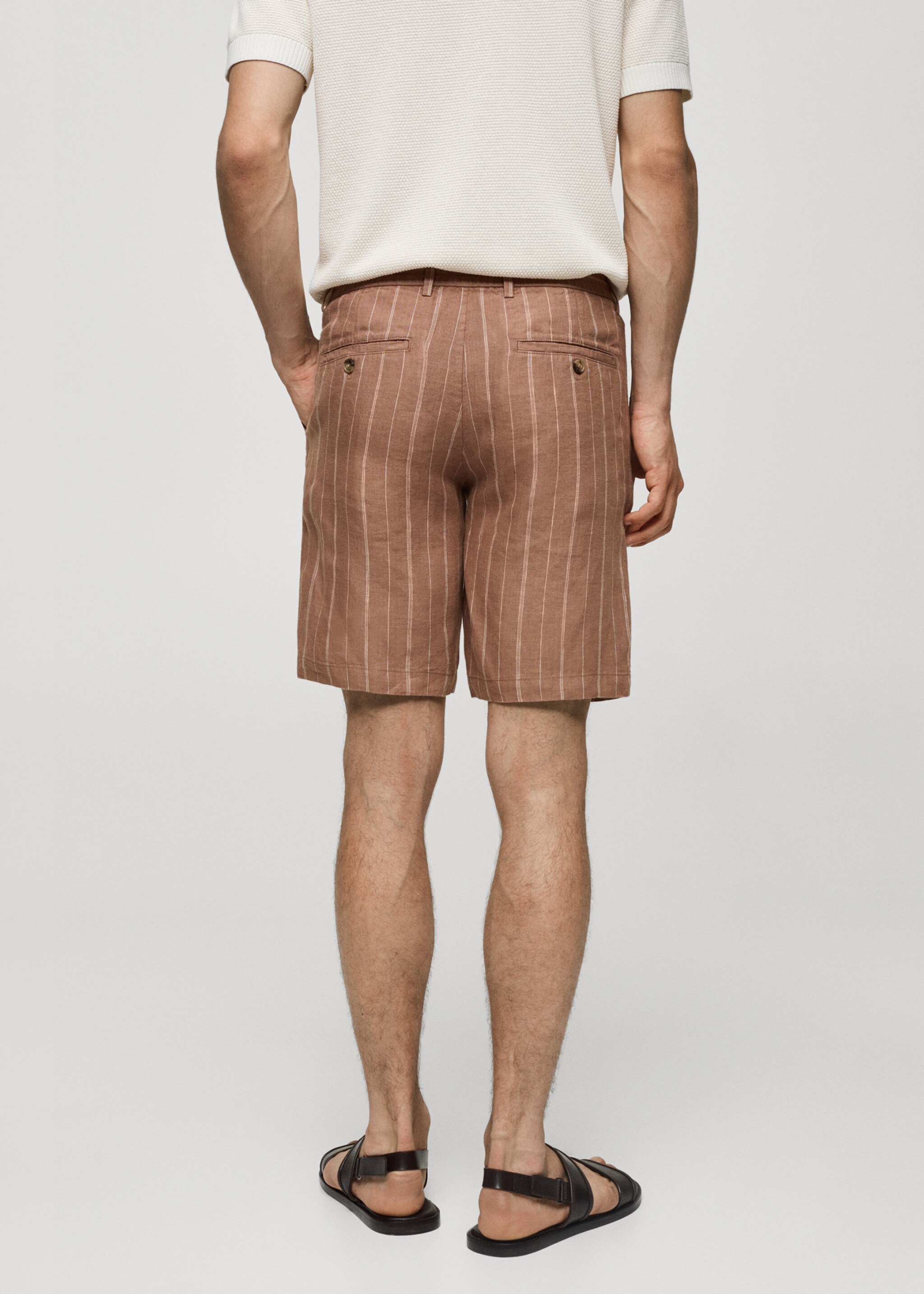 100% linen striped bermuda shorts with drawstring - Reverse of the article