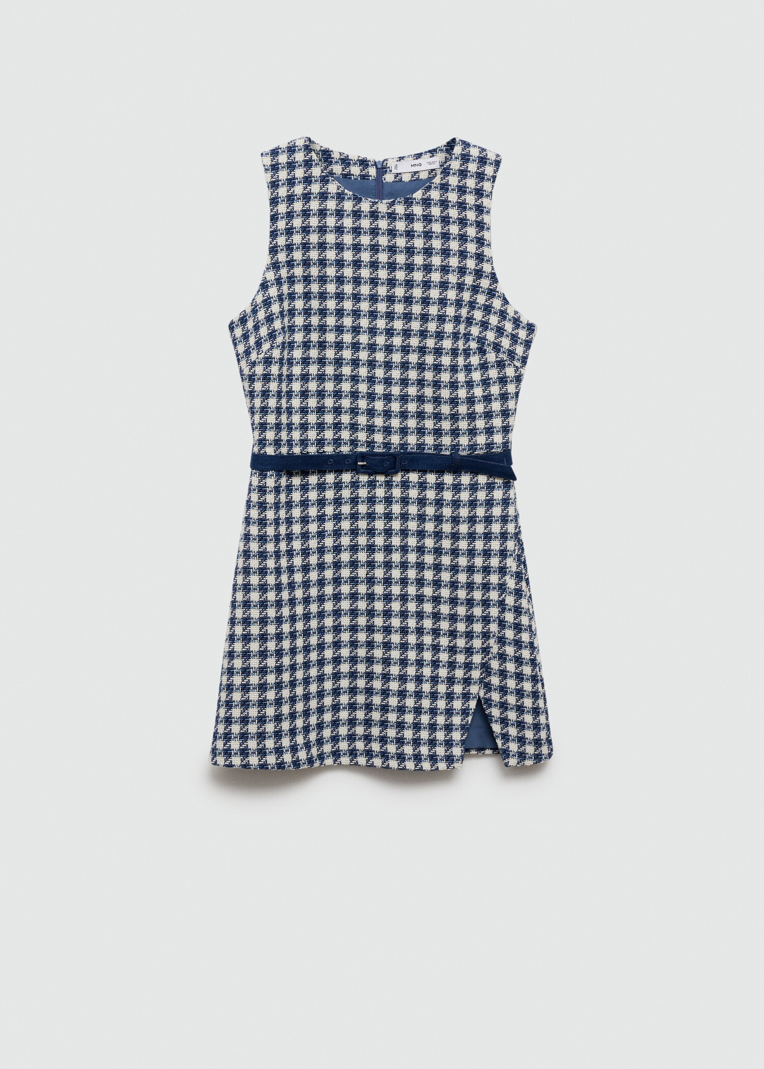 Kleid mit Hahnentrittmuster und Gürtel - Artikel ohne Model