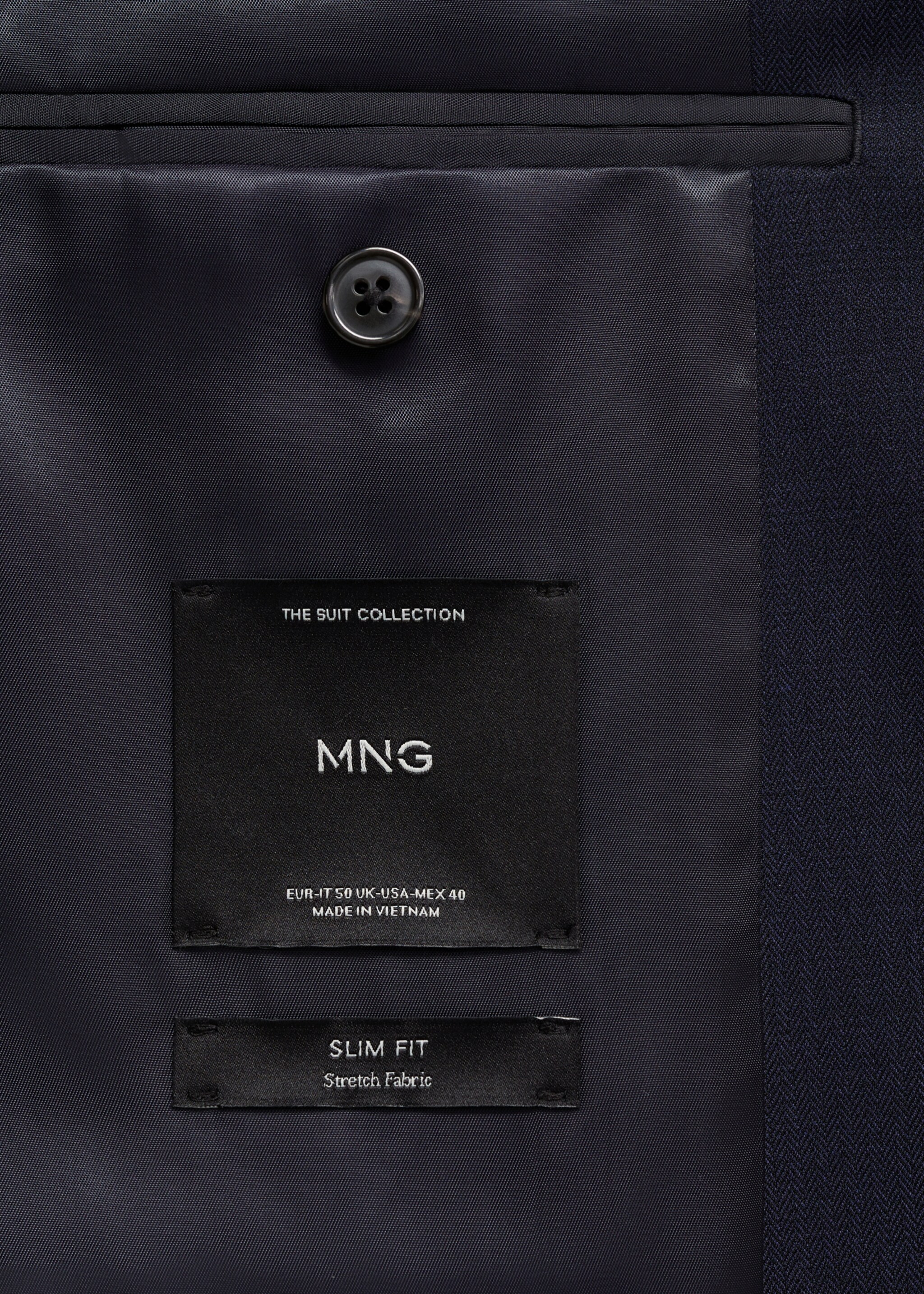 Stretch-fabric slim-fit suit jacket - Details of the article 0, Dark Navy. Ref: 77080567-00.