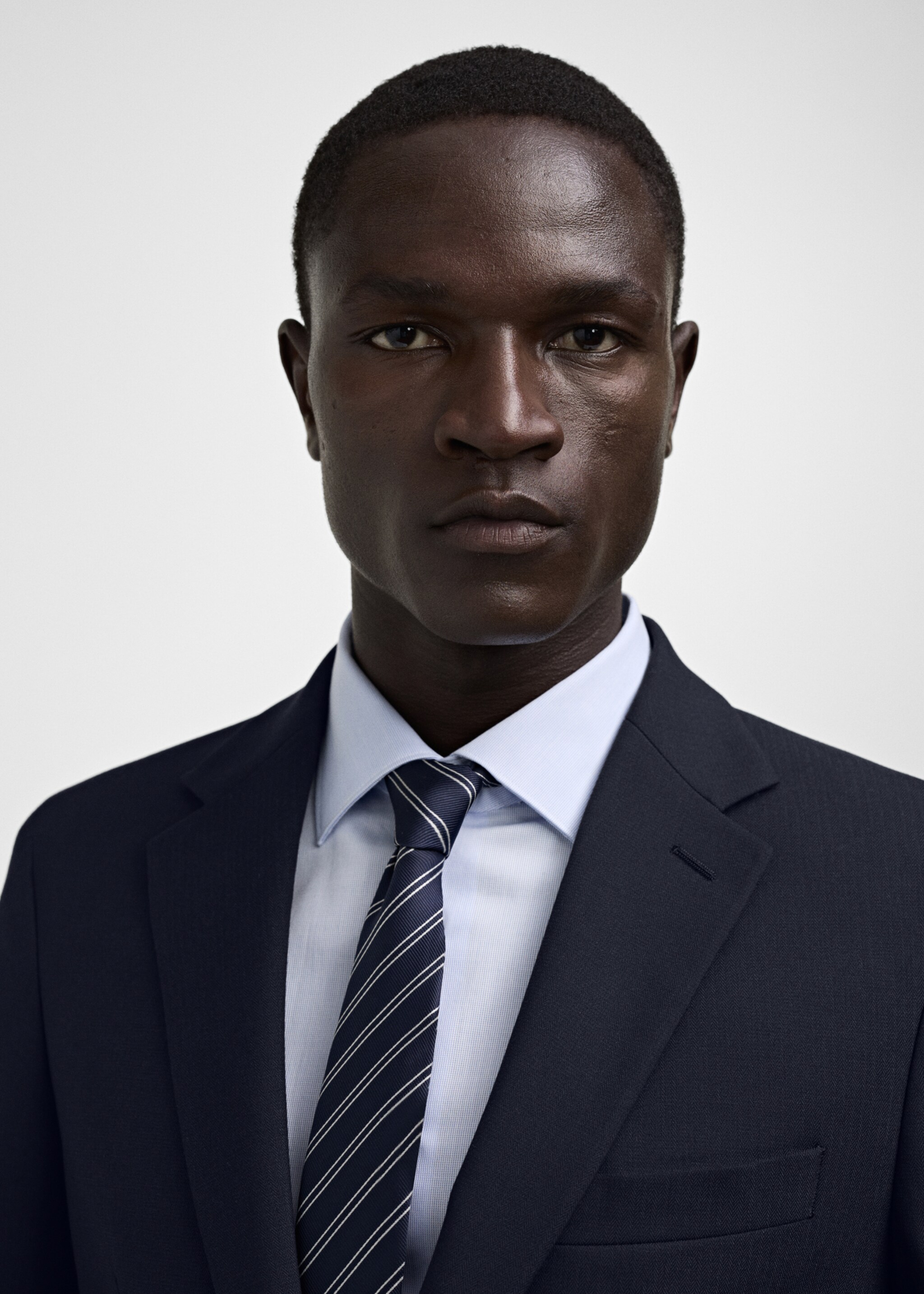 Stretch-fabric slim-fit suit jacket - Details of the article 1, Dark Navy. Ref: 77080567-00.