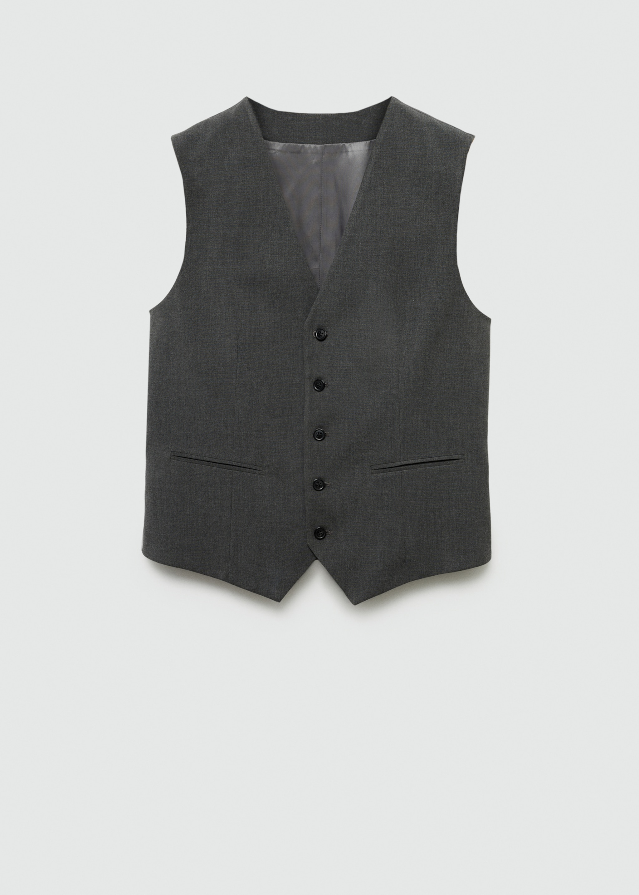 Slim-fit suit waistcoat in stretch fabric - Article without model, Grey. Ref: 77080568-00.