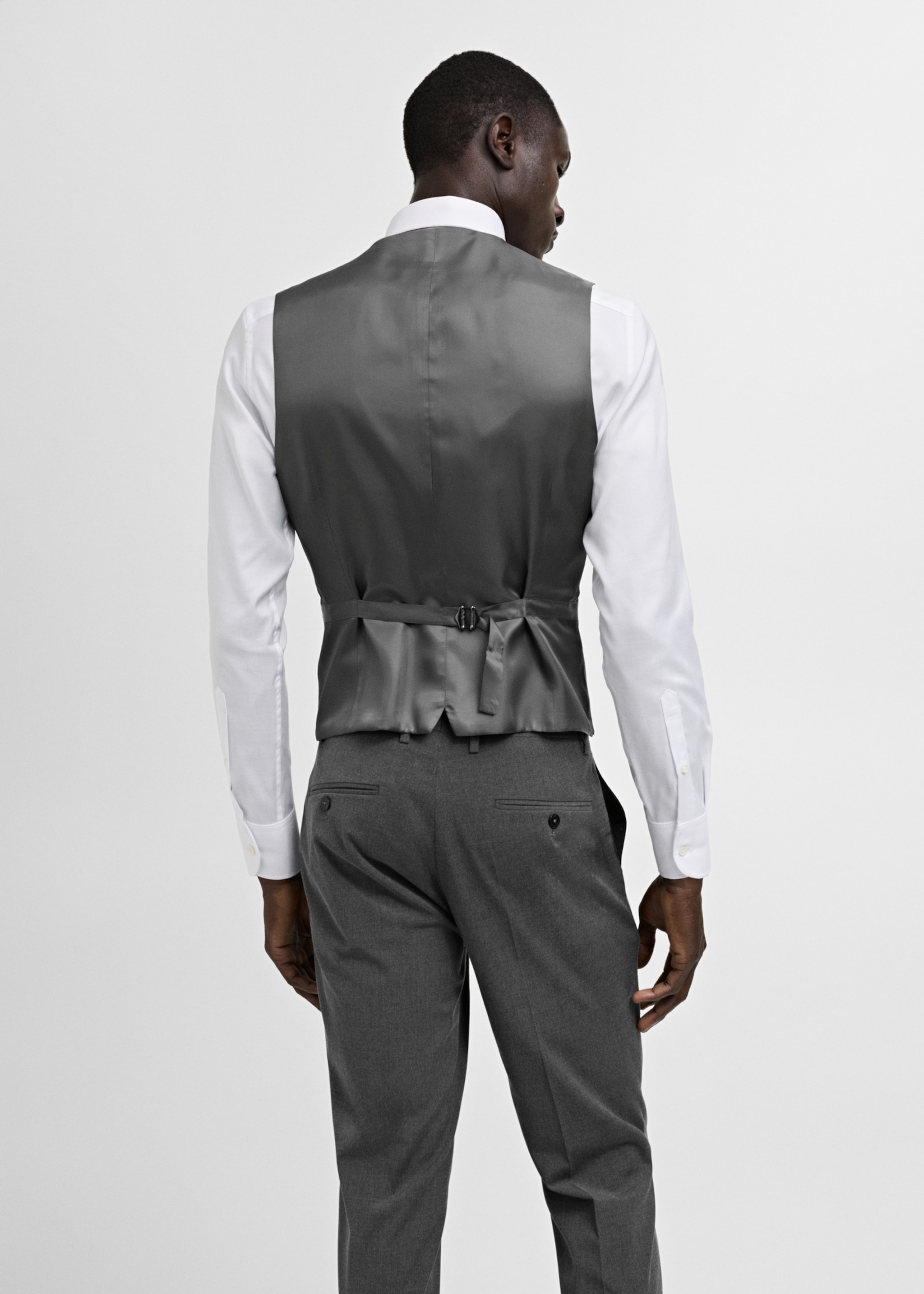 Slim-fit suit waistcoat in stretch fabric - Reverse of the article, Grey. Ref: 77080568-00.