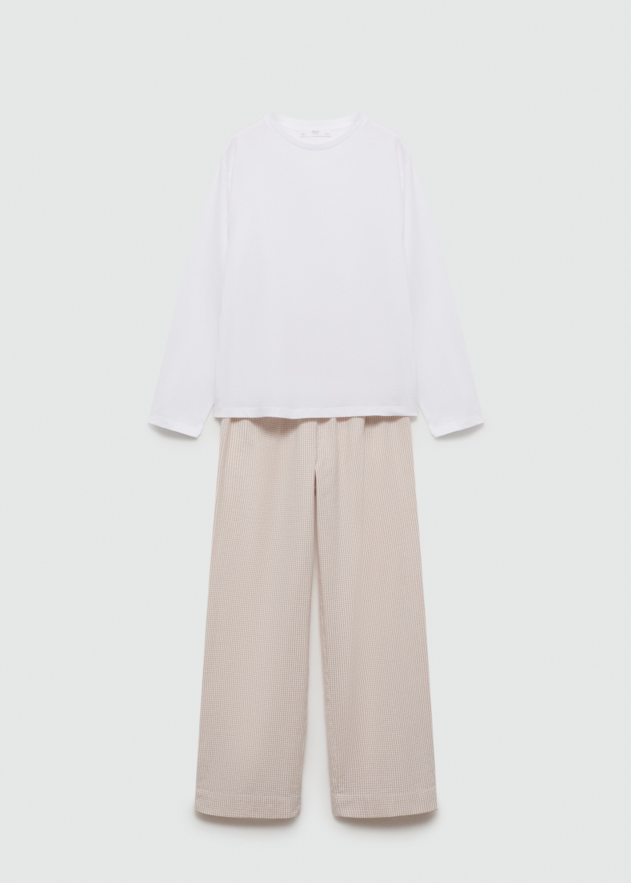 Zweiteiliger Pyjama aus Baumwolle - Artikel ohne Model, Beige. Ref: 77080574-00.