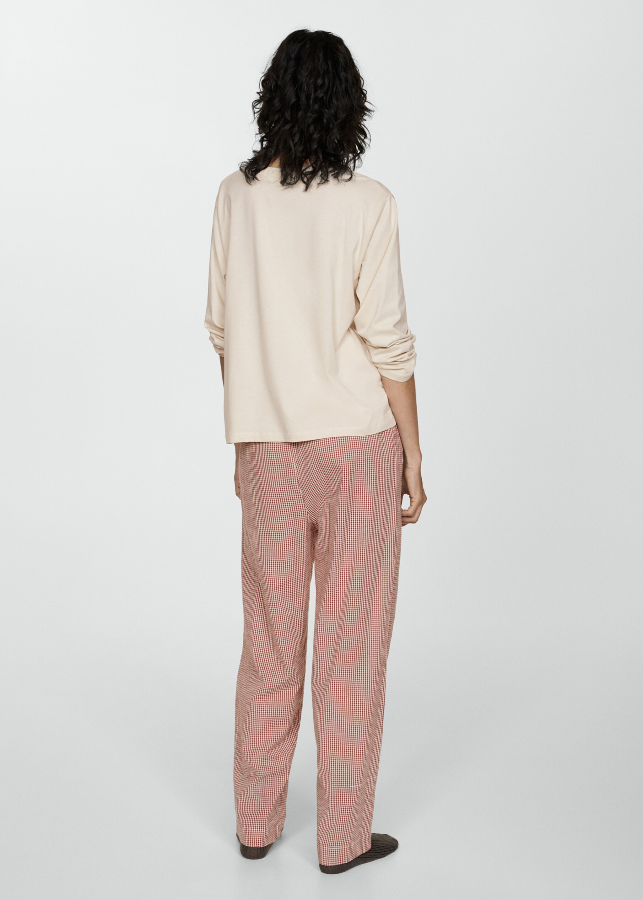 Two-piece cotton pyjamas - Reverse of the article, Maroon. Ref: 77080574-00.