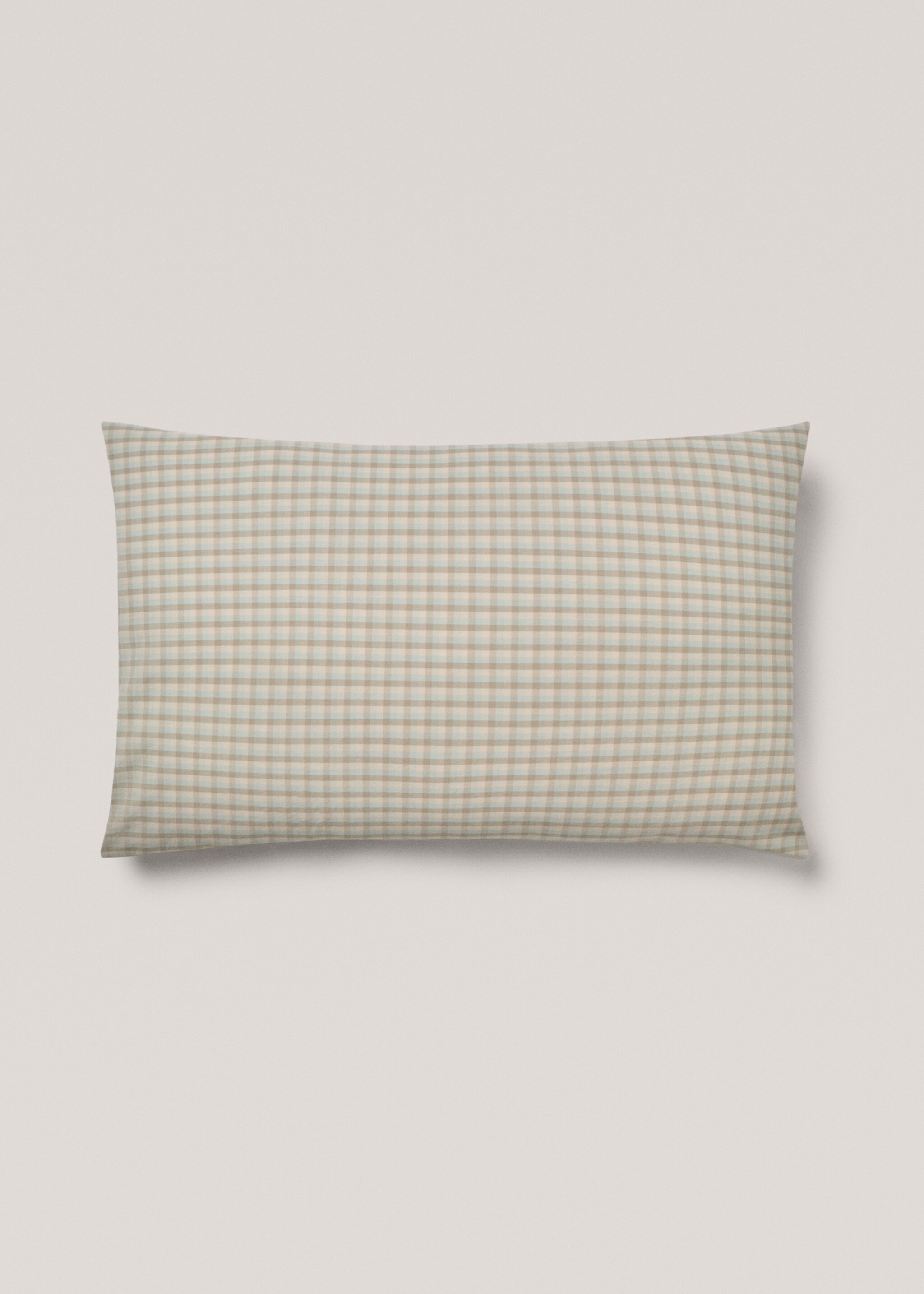 Vichy printed pillowcase 50X75cm - Article without model, Beige. Ref: 77080576-00.