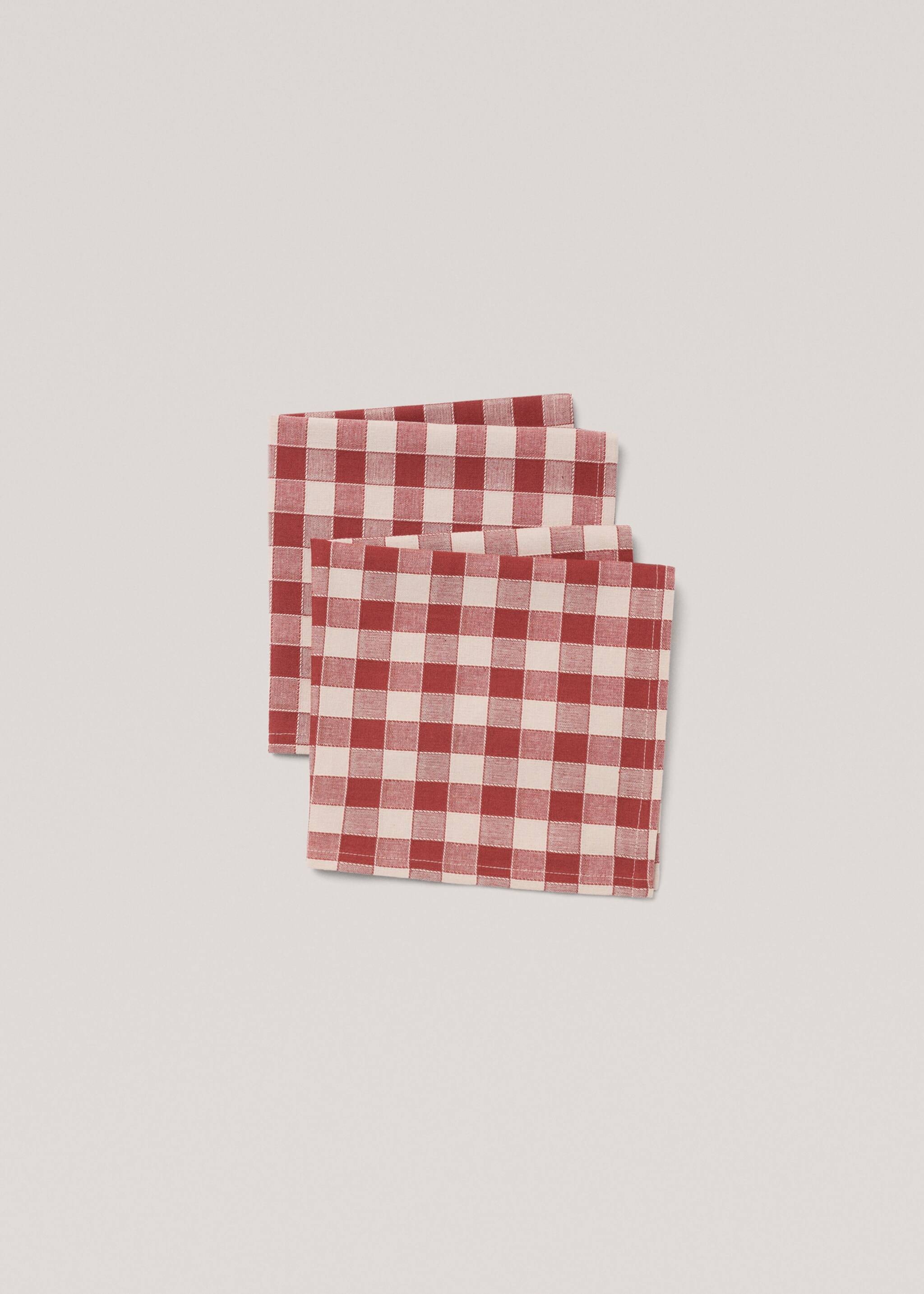 Cotton check napkin - Article without model, Burgundy. Ref: 77080577-00.