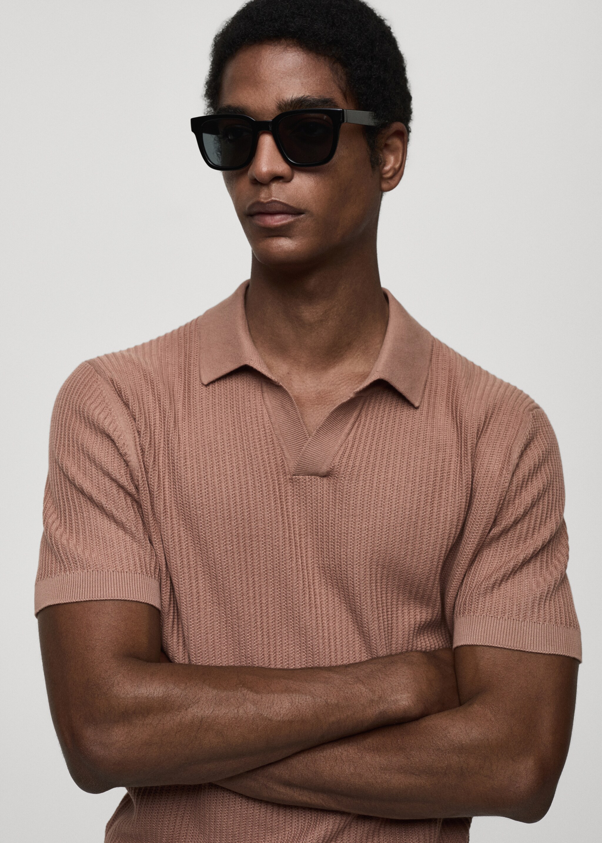 Geripptes Strick-Poloshirt aus Baumwolle - Detail des Artikels 1