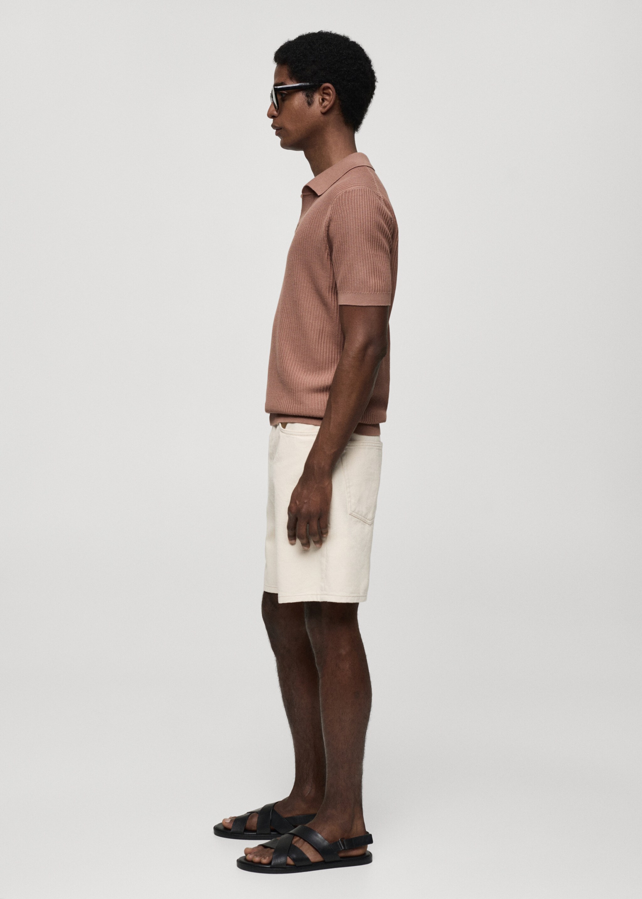 Geripptes Strick-Poloshirt aus Baumwolle - Detail des Artikels 2
