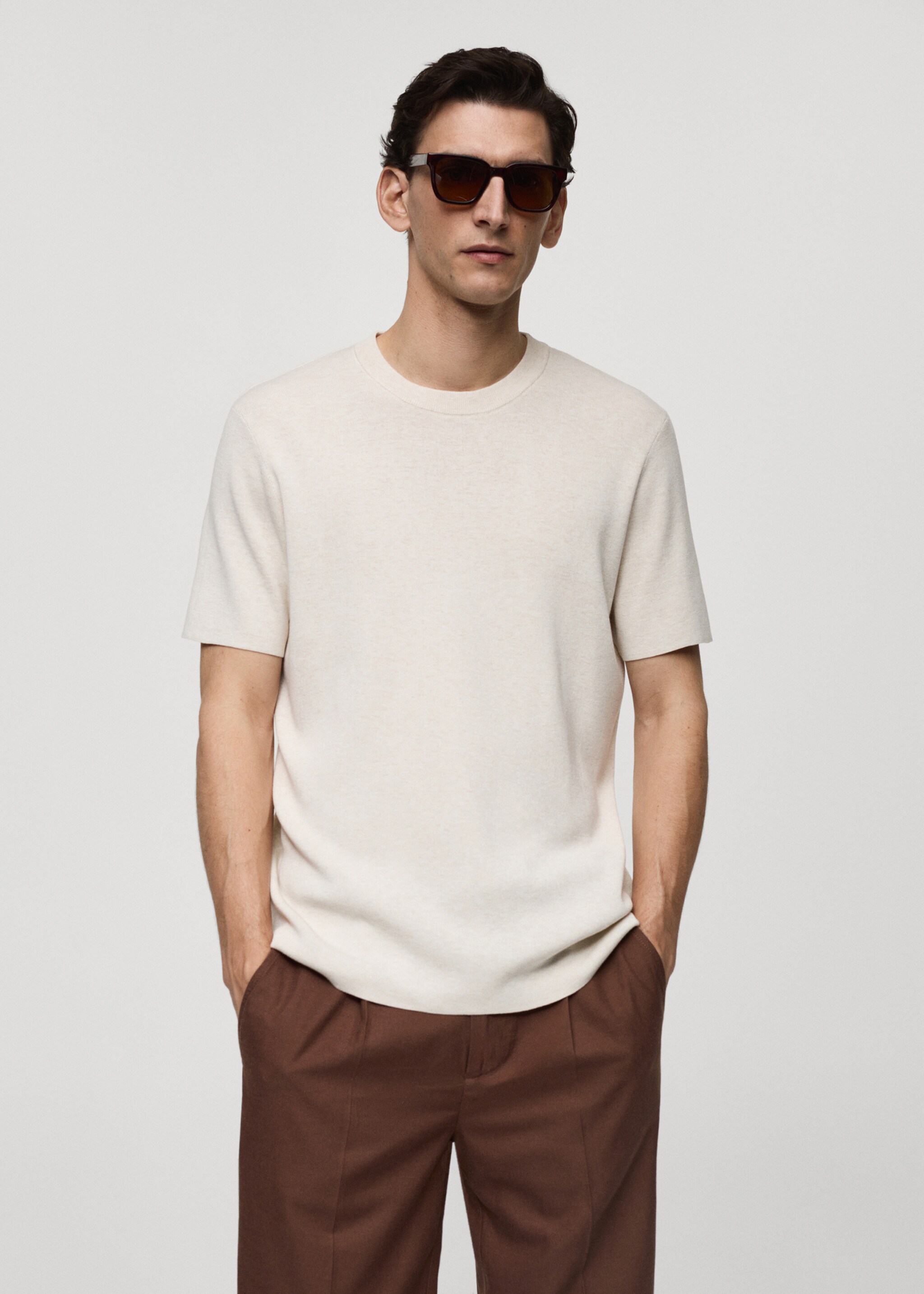 Knit cotton T-shirt - Medium plane