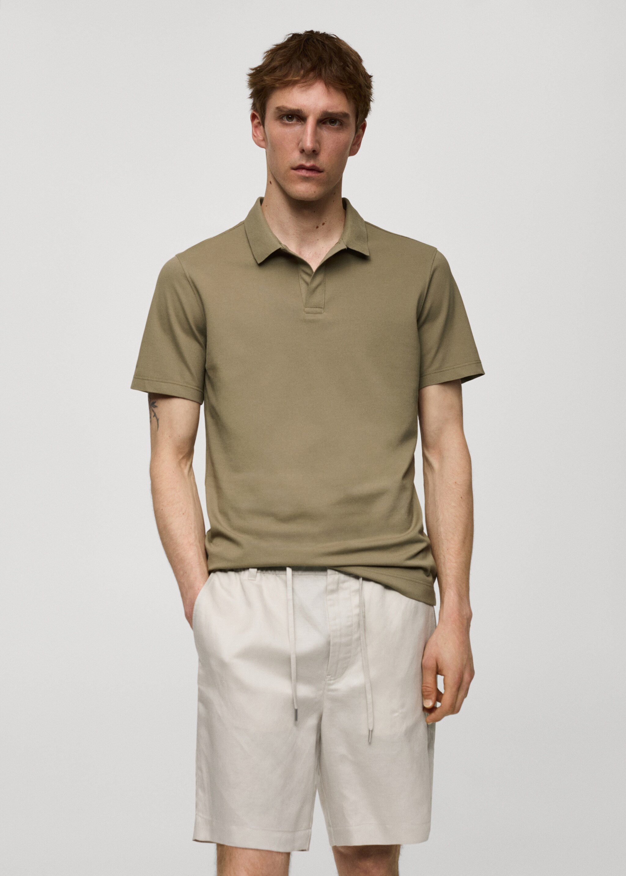 Slim-fit cotton-piqué polo shirt - Medium plane