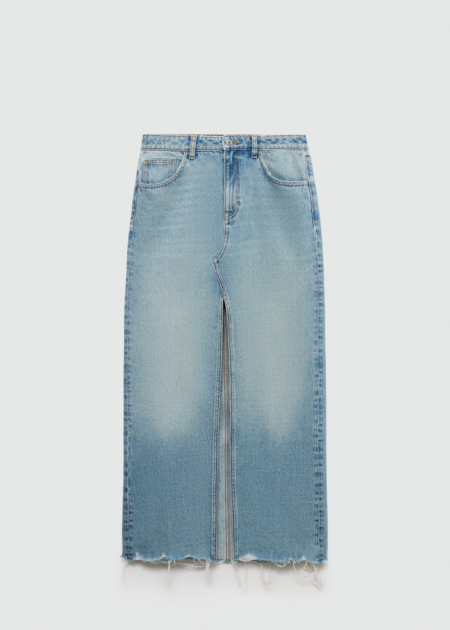 Denim skirt with frayed hem - Article without model